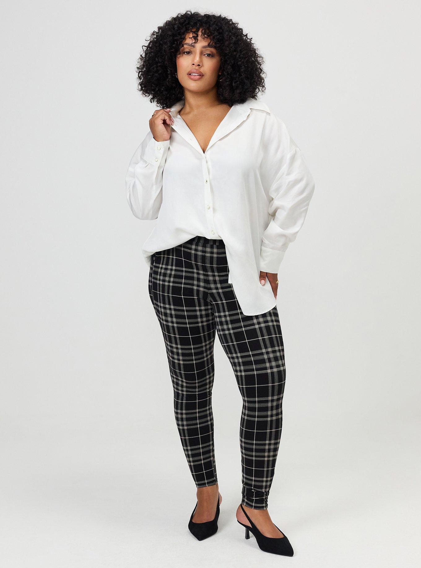 Plus Size Full-Length Pocket Legging, JESSE PLAID BLACK, alternate
