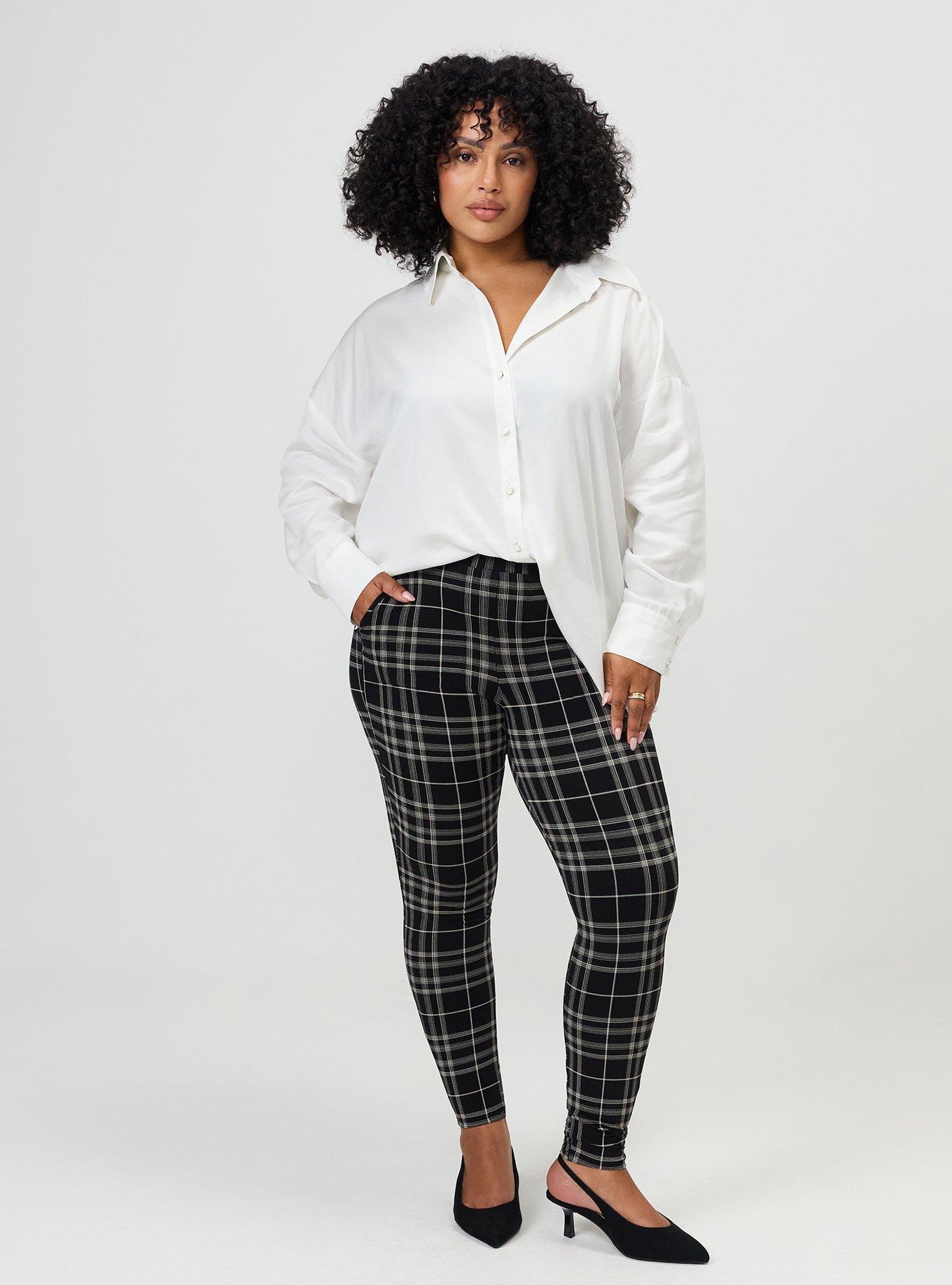 Plus Size Full-Length Pocket Legging, JESSE PLAID BLACK, hi-res
