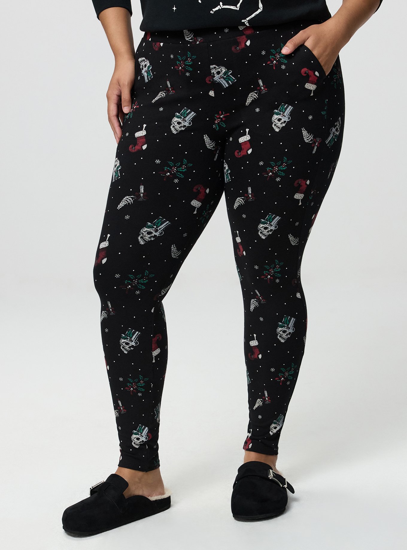 Full-Length Pocket Legging, CAROLING SKULLS  BLACK, alternate
