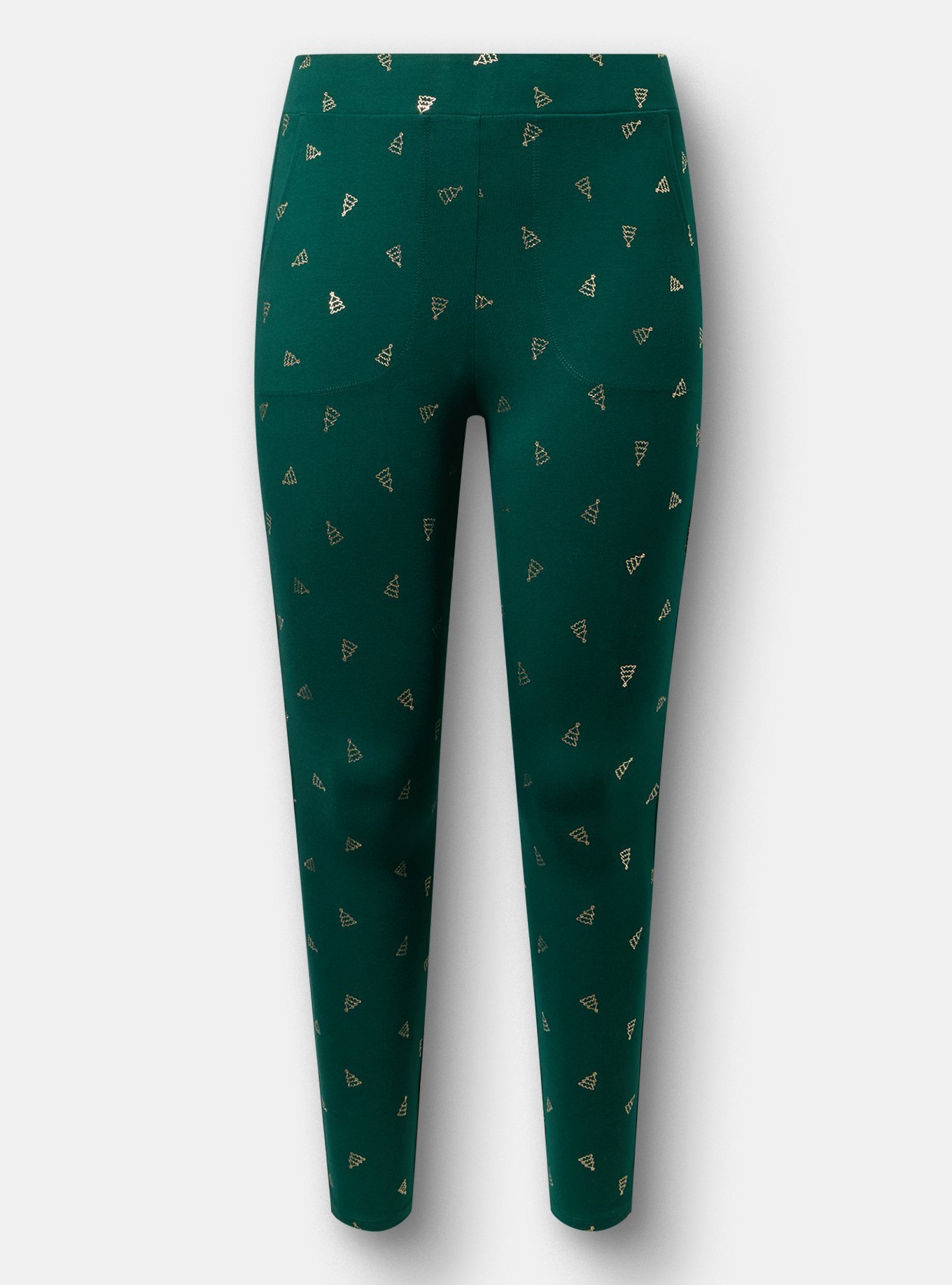 Full-Length Pocket Legging, FOIL CHRISTMAS TREES  GREEN, hi-res