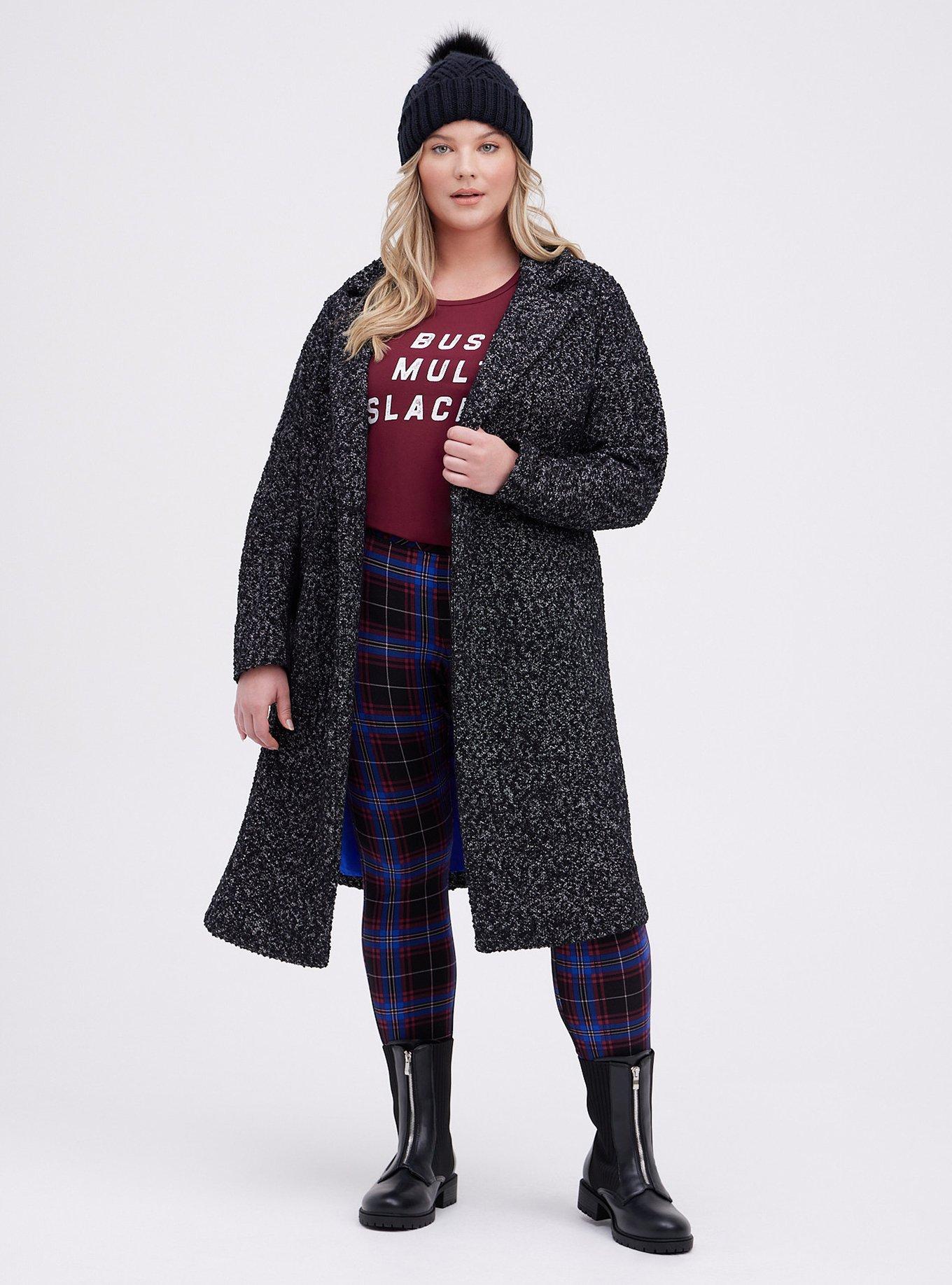 Plus Size - Black & White Boucle Statement Coat - Torrid