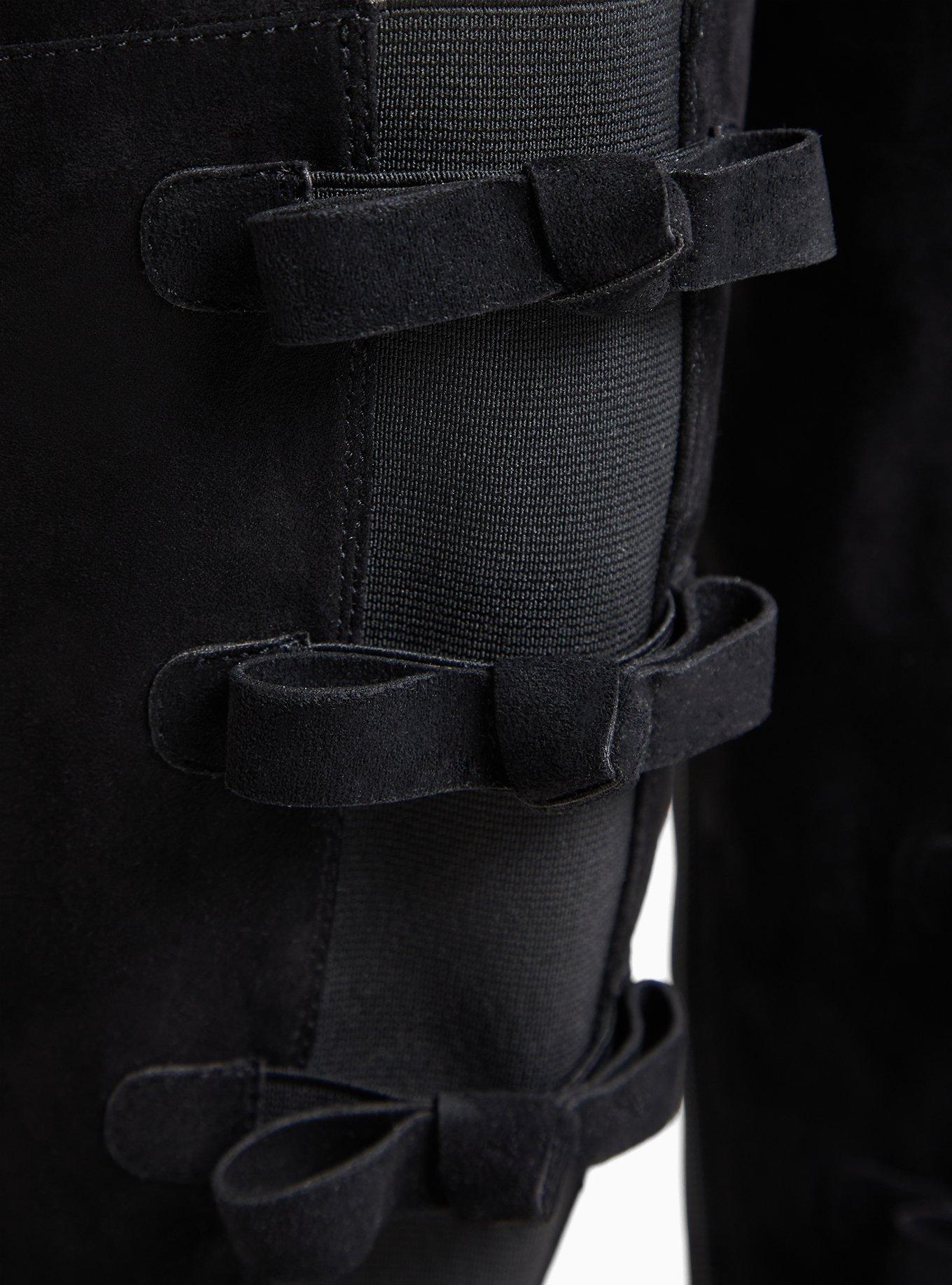 Black Faux Suede Bow Over-The-Knee Boot (WW), BLACK, alternate