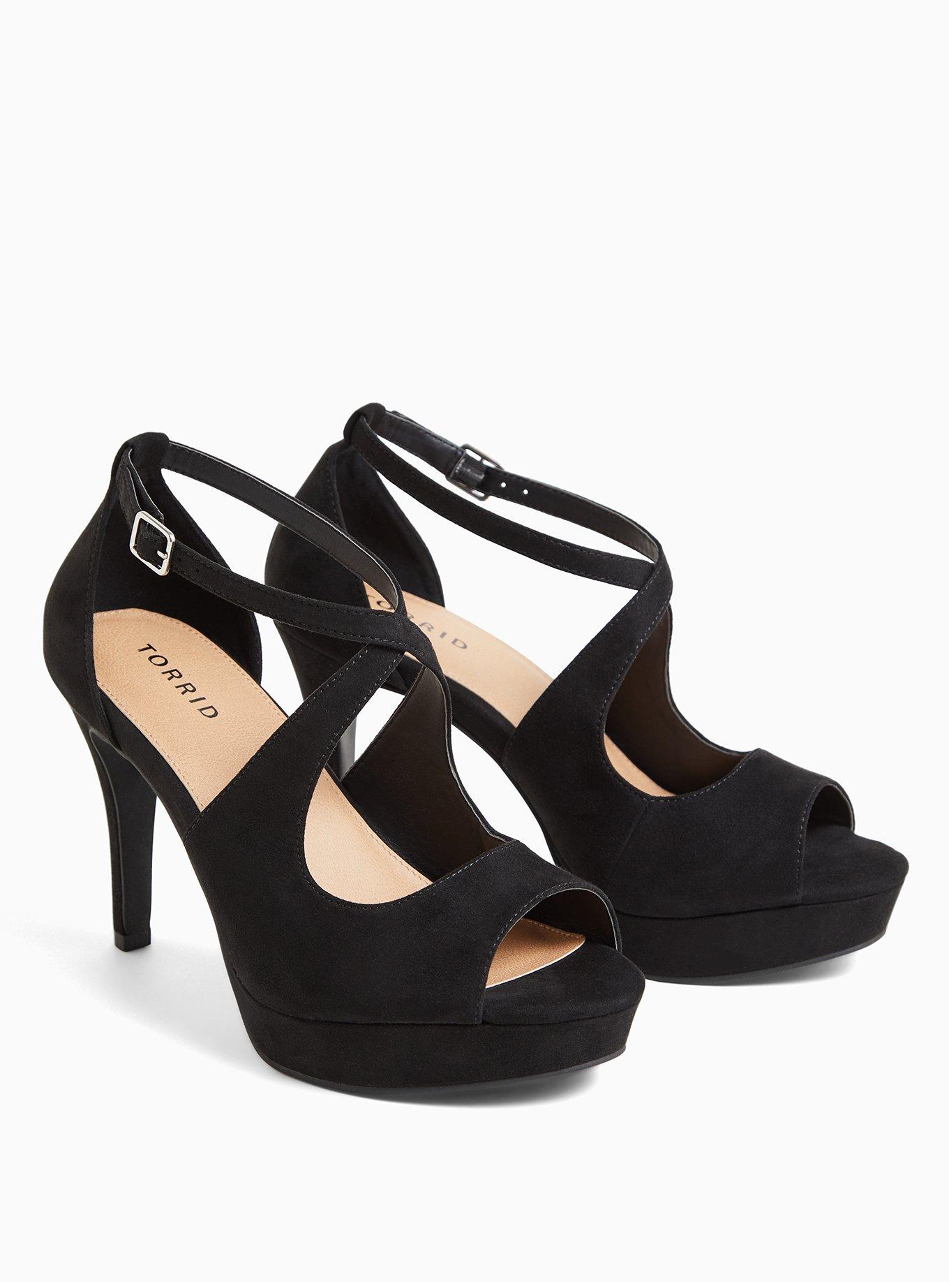 Plus Size Cross Strap Platform Heel Sandal (WW), BLACK, alternate