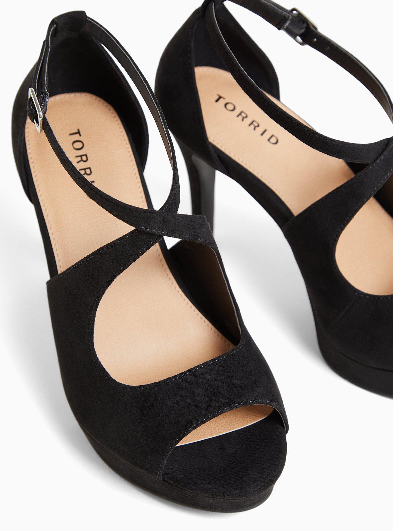 Plus Size Cross Strap Platform Heel Sandal (WW), BLACK, alternate