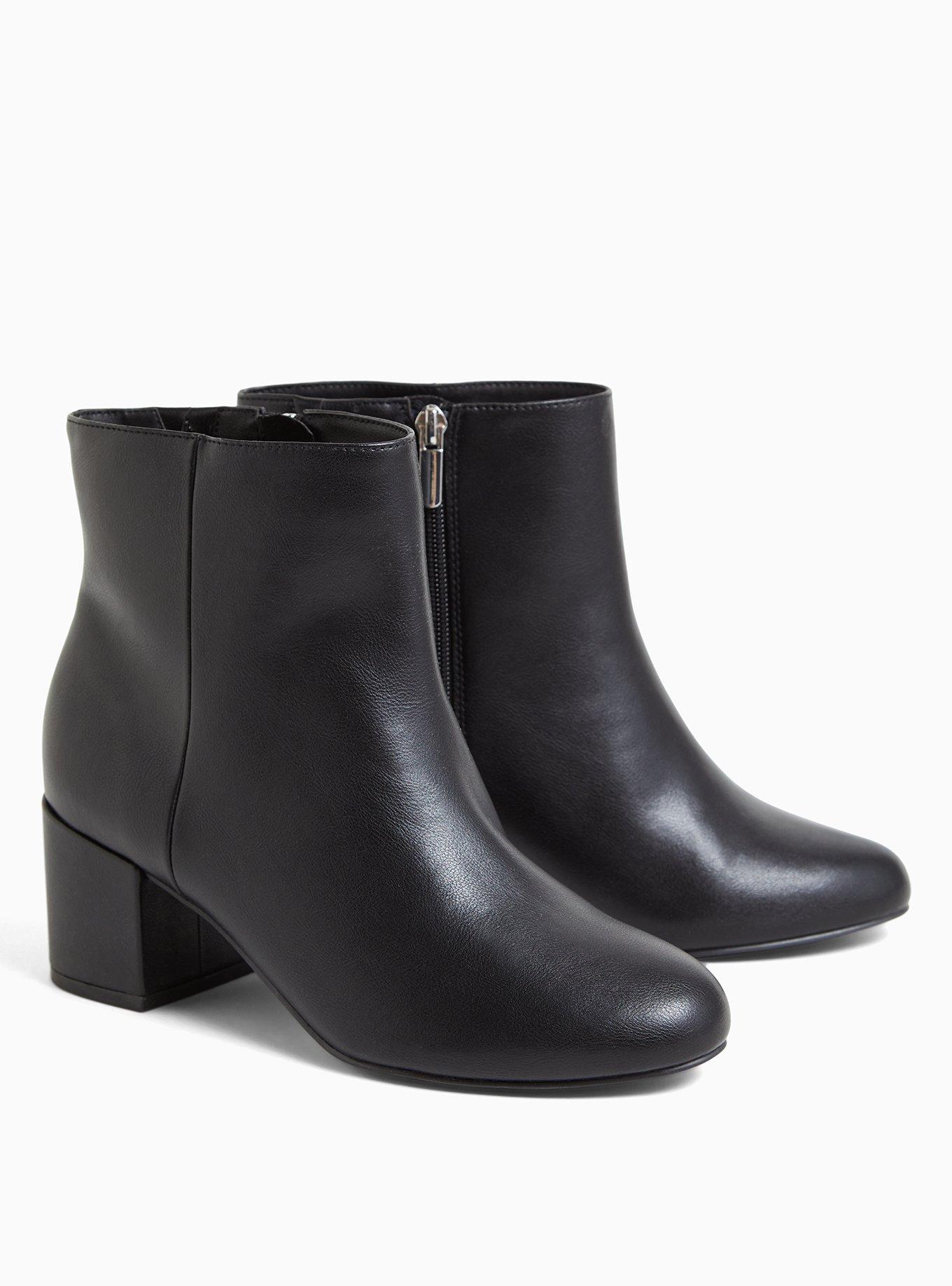 Black Faux Leather Ankle Bootie (WW), BLACK, alternate