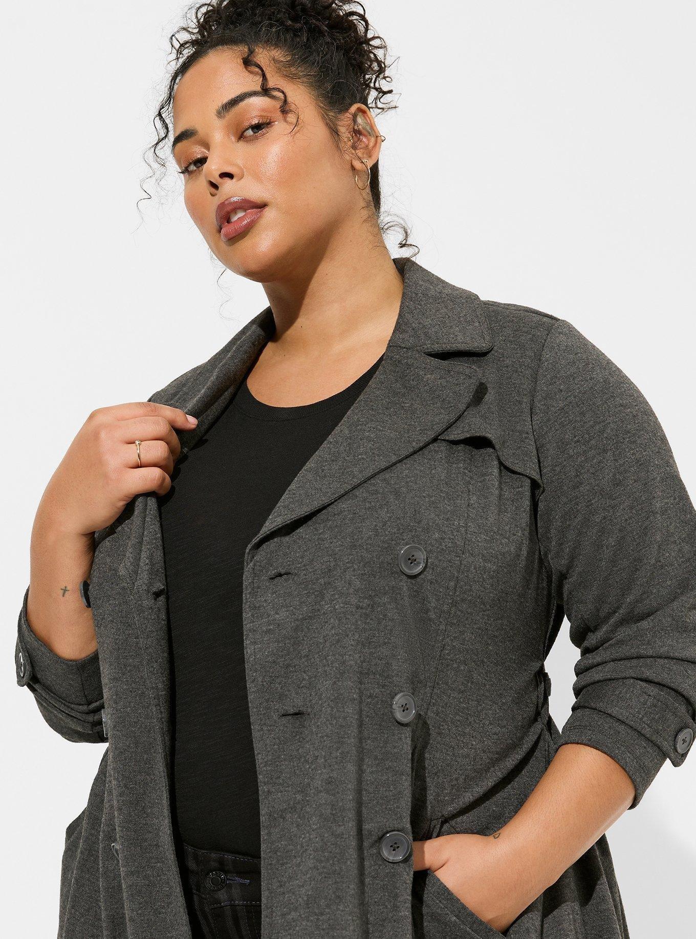 Plus Size - Brushed Ponte Trench Coat - Torrid