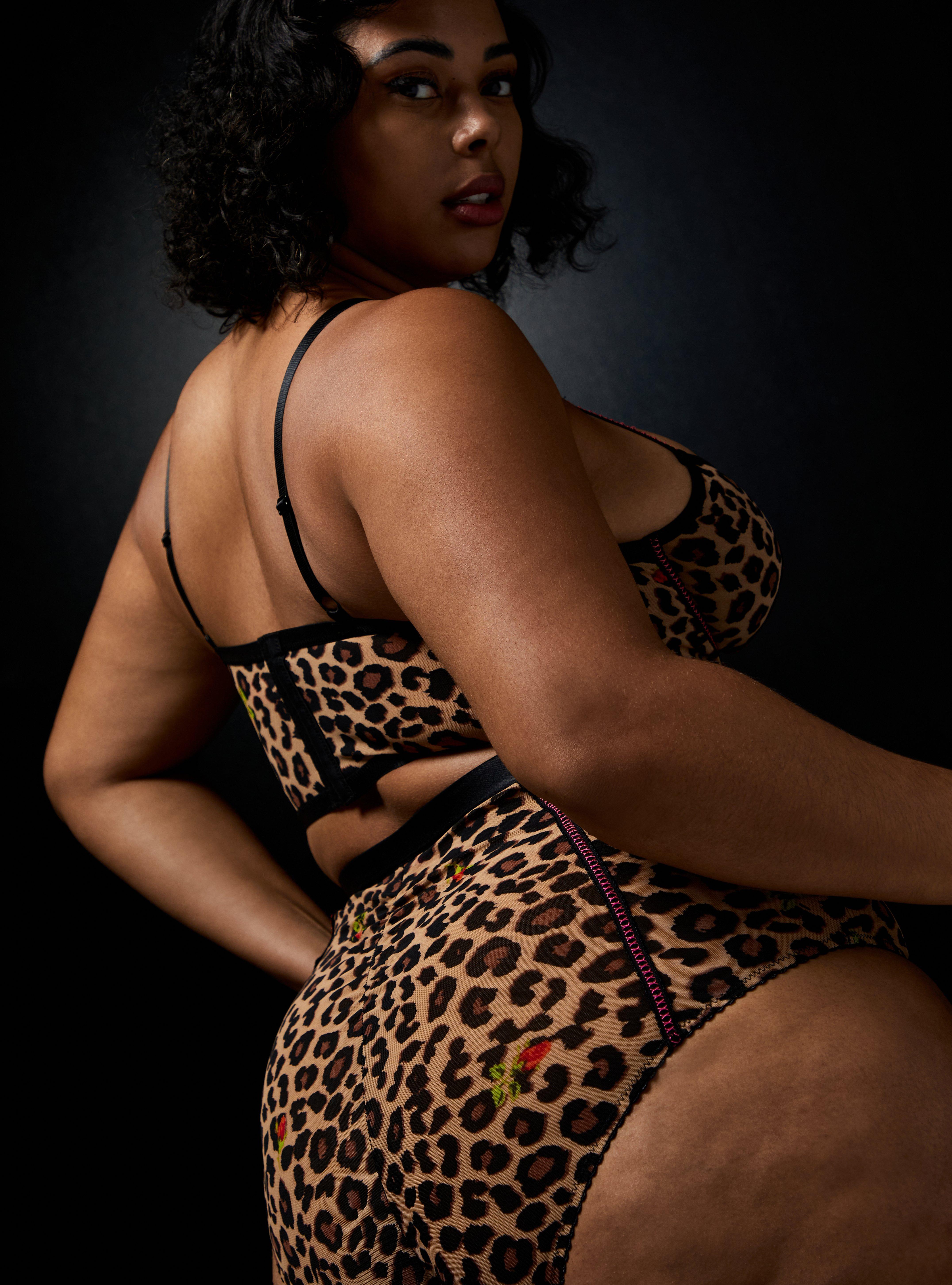 Women Underwear R Plus Size Breasts Printed Leopard Sexy Plus Size