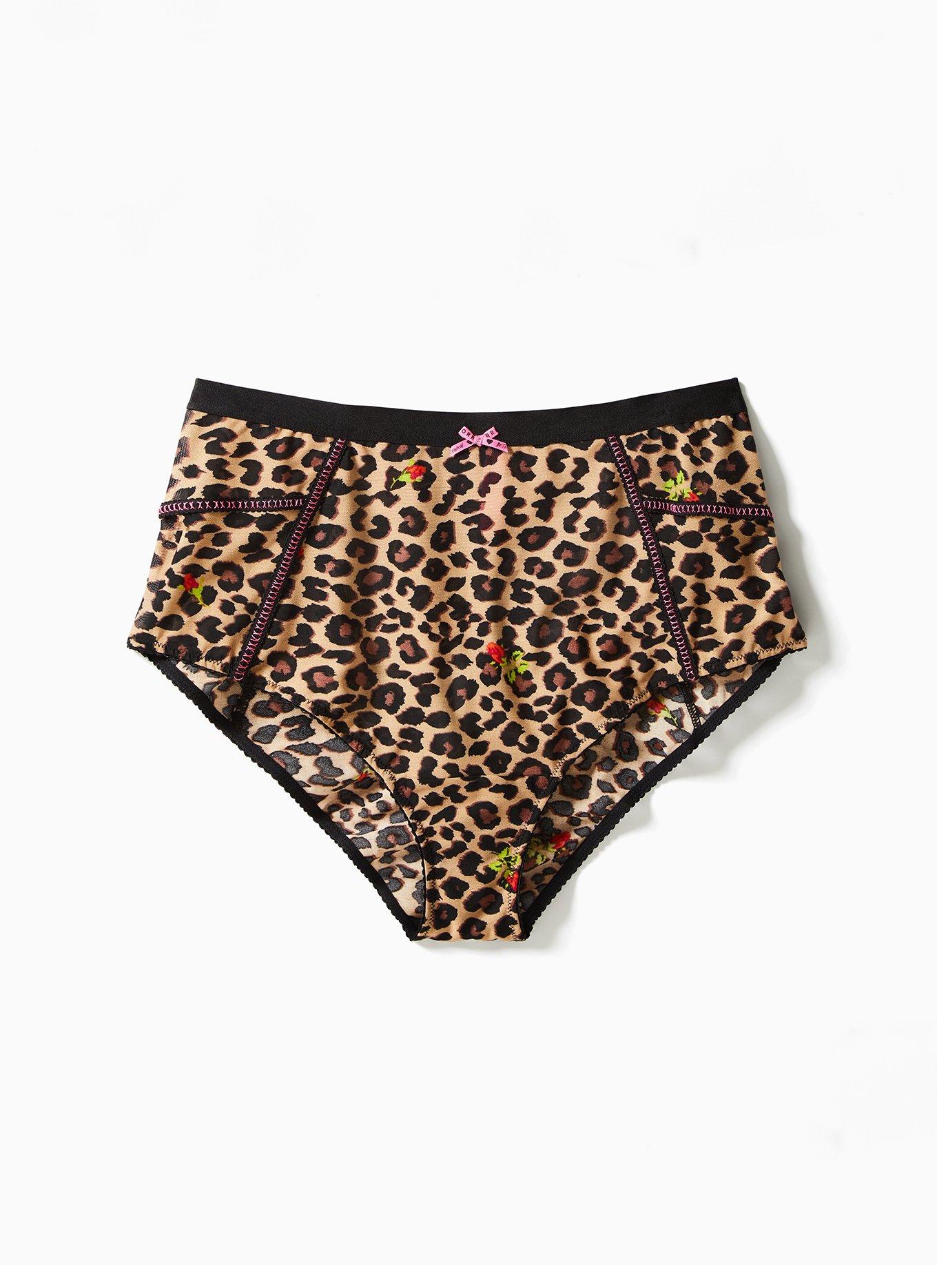 Plus Size Betsey Johnson Leopard Floral High Waist Panty, , hi-res