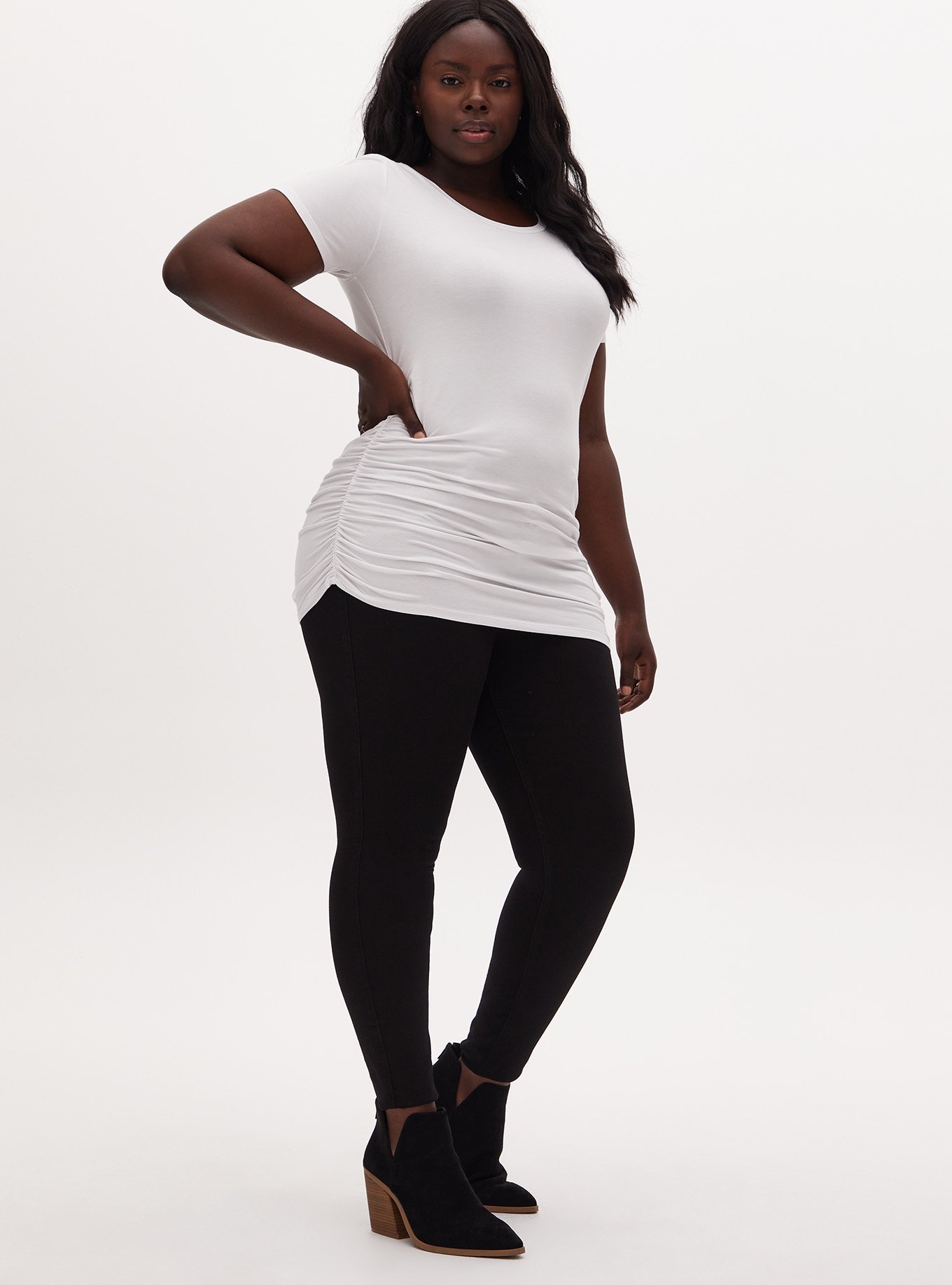 Plus Size - Slim Fit Super Soft Crew Neck Ruched Tee - Torrid
