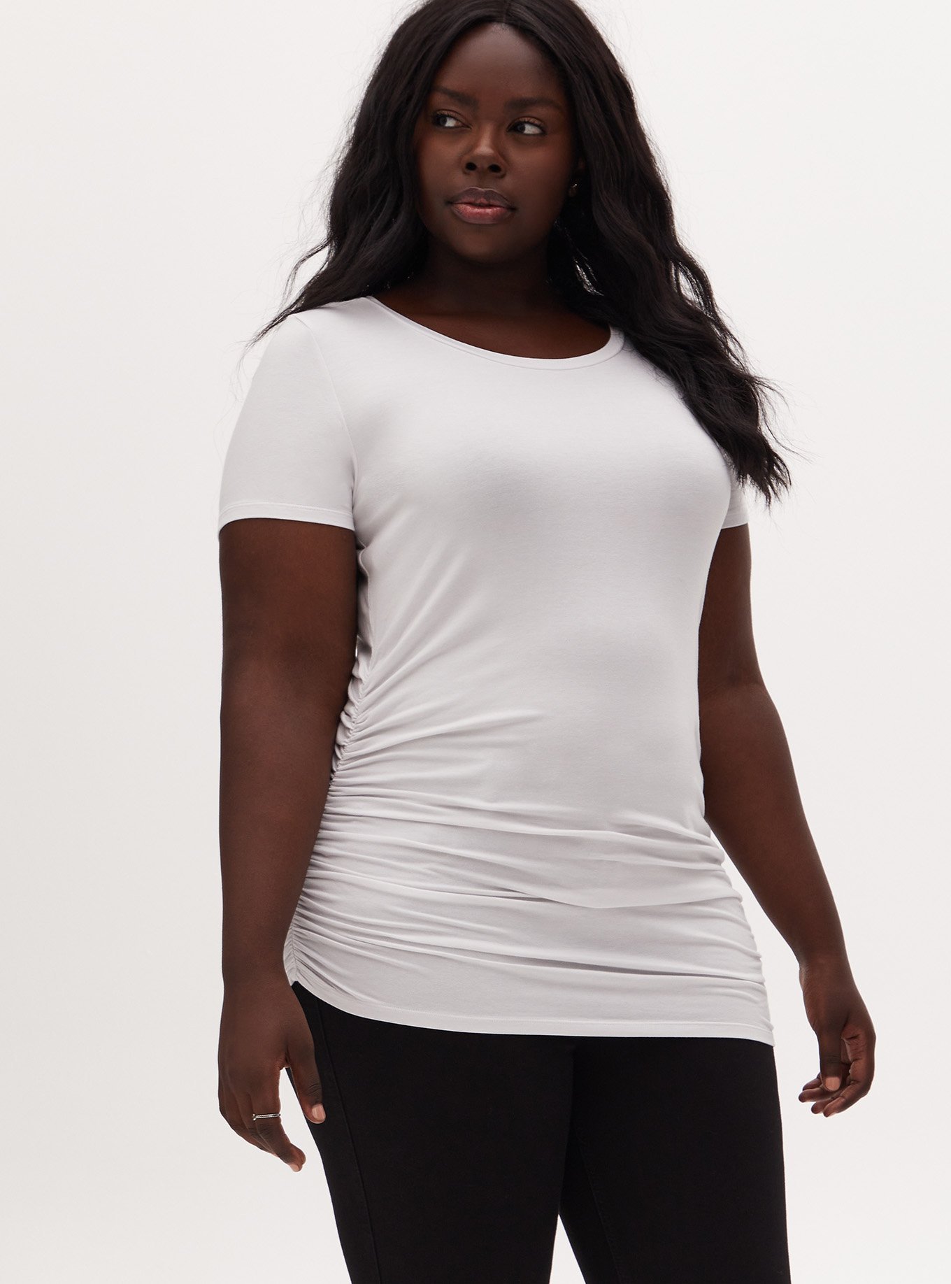 Plus Size - Slim Fit Super Soft Crew Neck Ruched Tee - Torrid