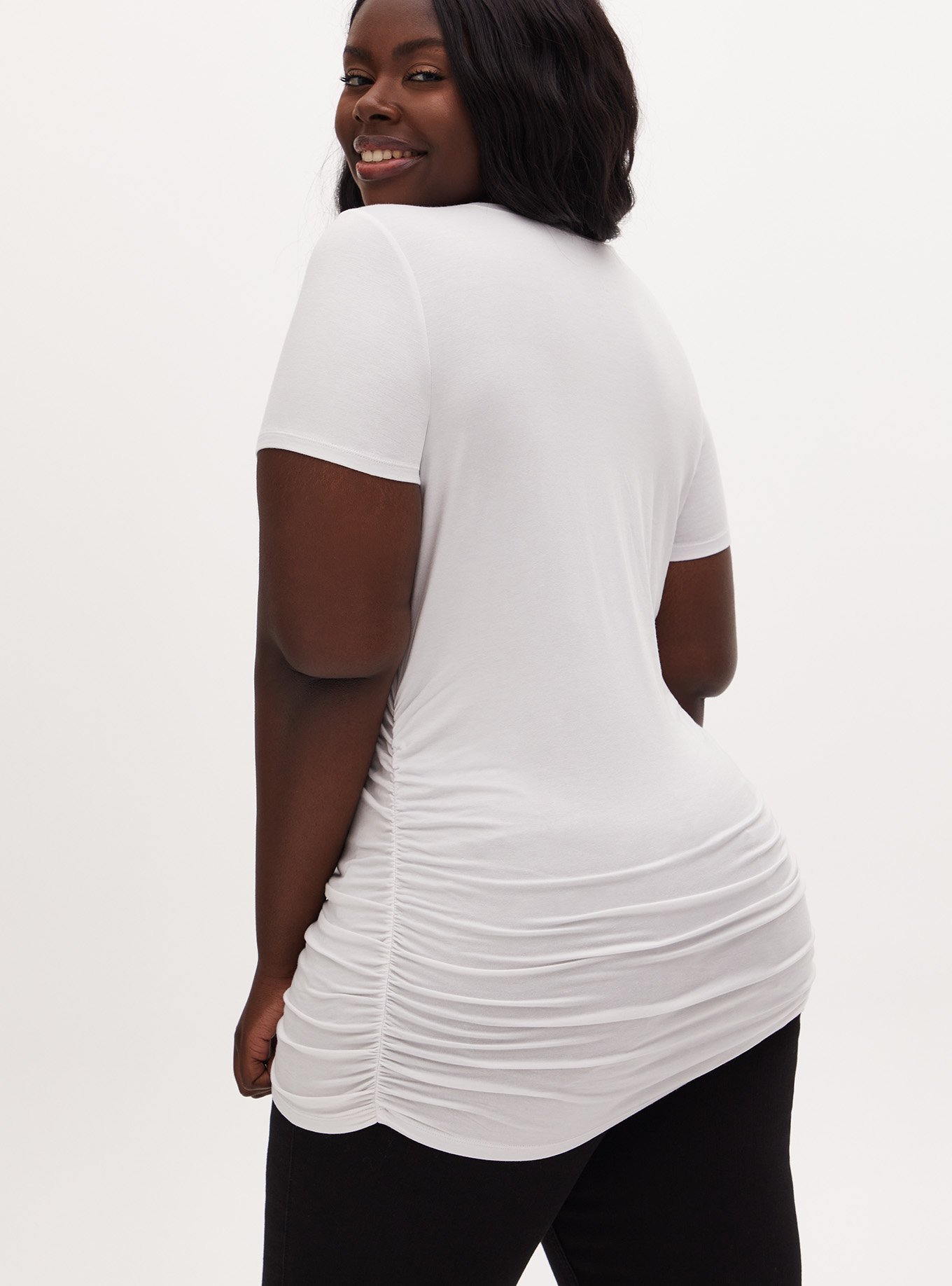 Plus Size - Slim Fit Super Soft Crew Neck Ruched Tee - Torrid