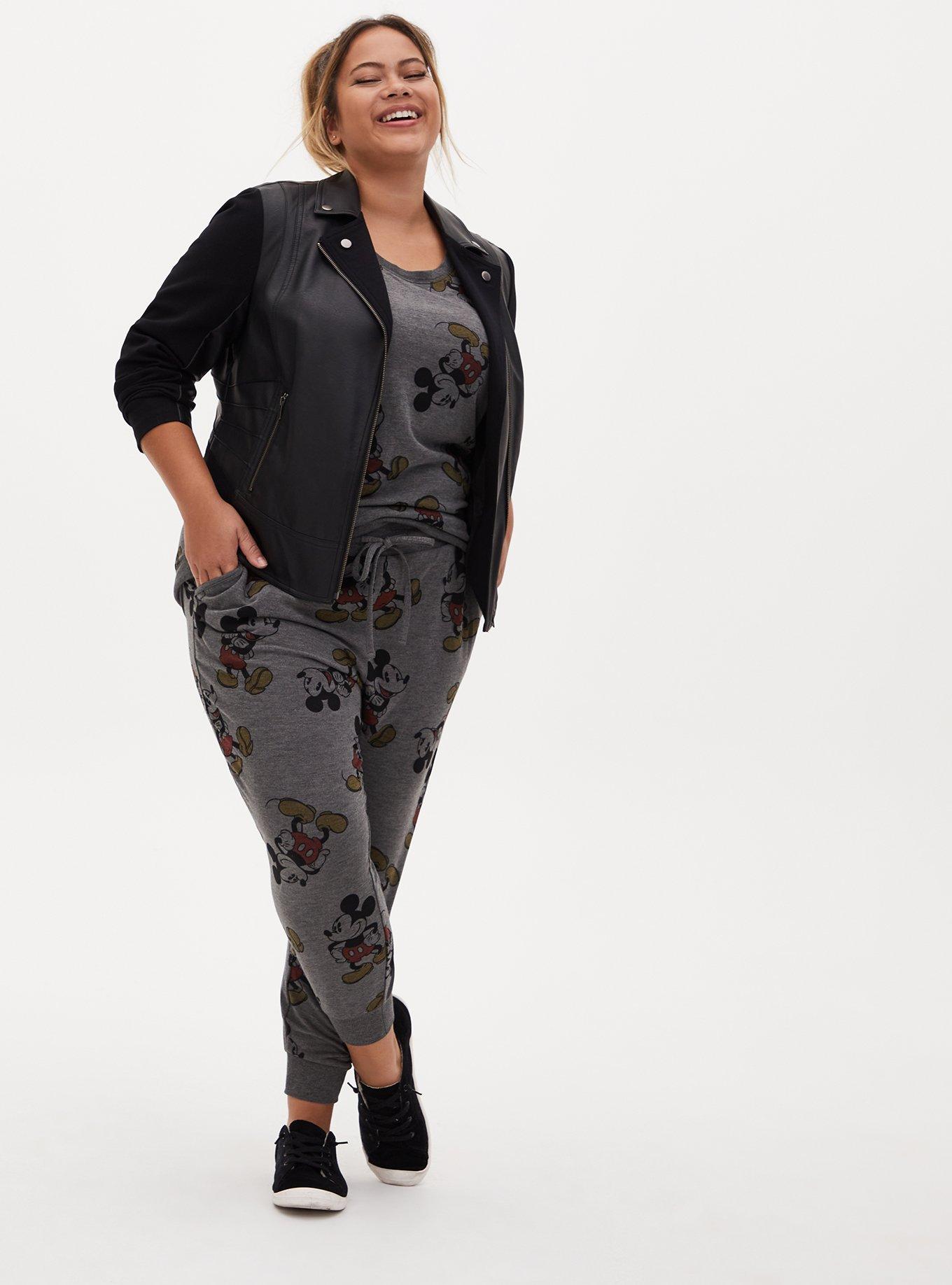 Disney Mickey Mouse Grey Terry Crop Active Joggers , CHARCOAL HEATHER, alternate