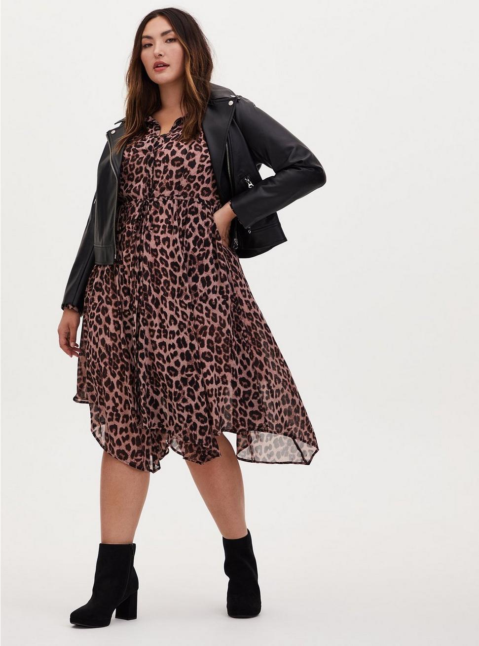 Leopard Chiffon Midi Shirt Dress, MIDI LEOPARD, alternate