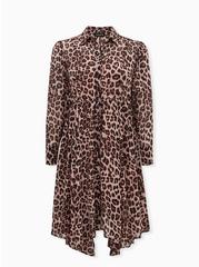 Leopard Chiffon Midi Shirt Dress, MIDI LEOPARD, hi-res