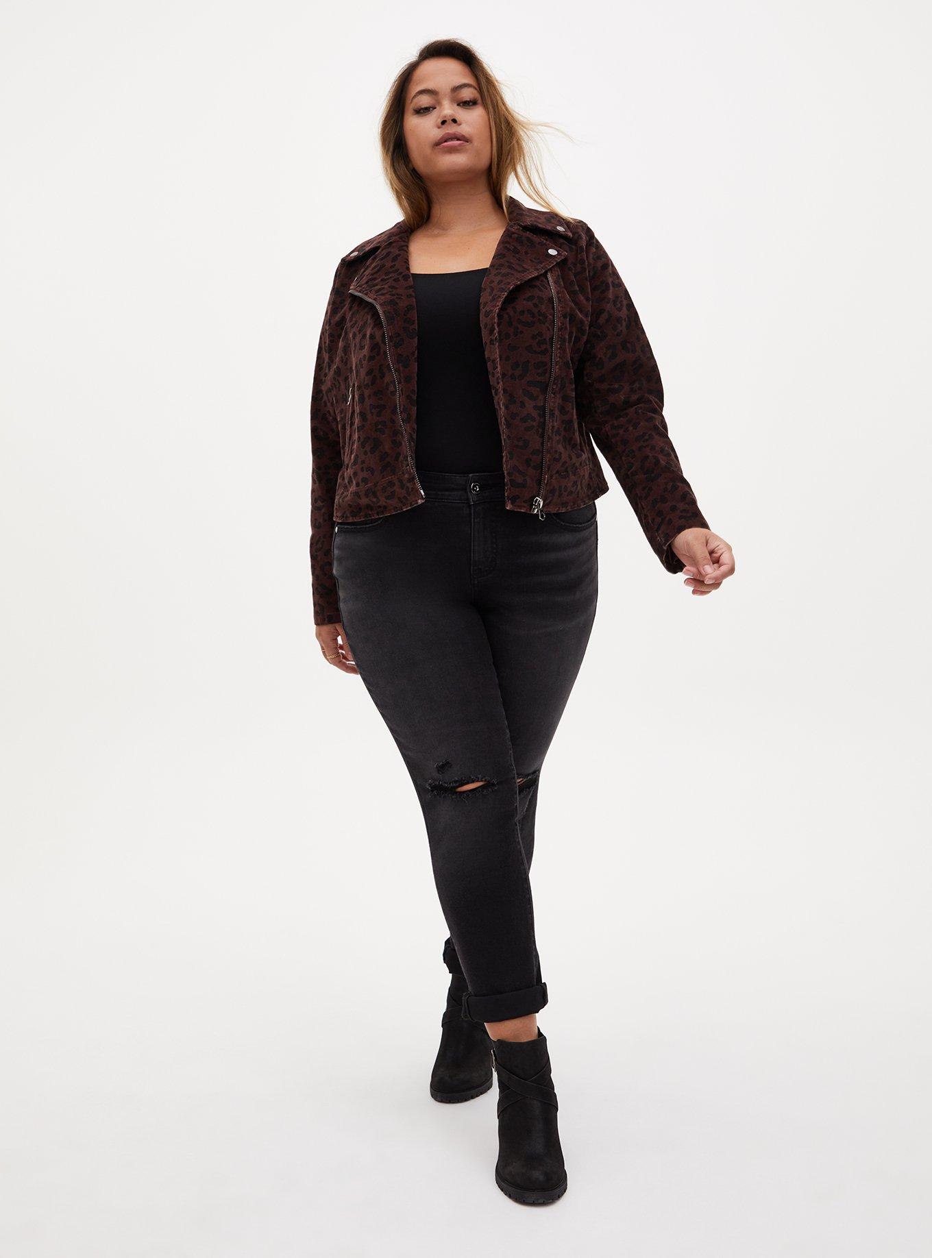 Plus Size - Leopard Corduroy Moto Jacket - Torrid