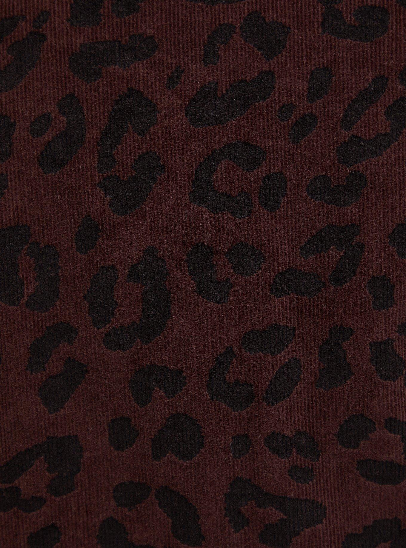 Plus Size Leopard Corduroy Moto Jacket, LEOPARD, alternate