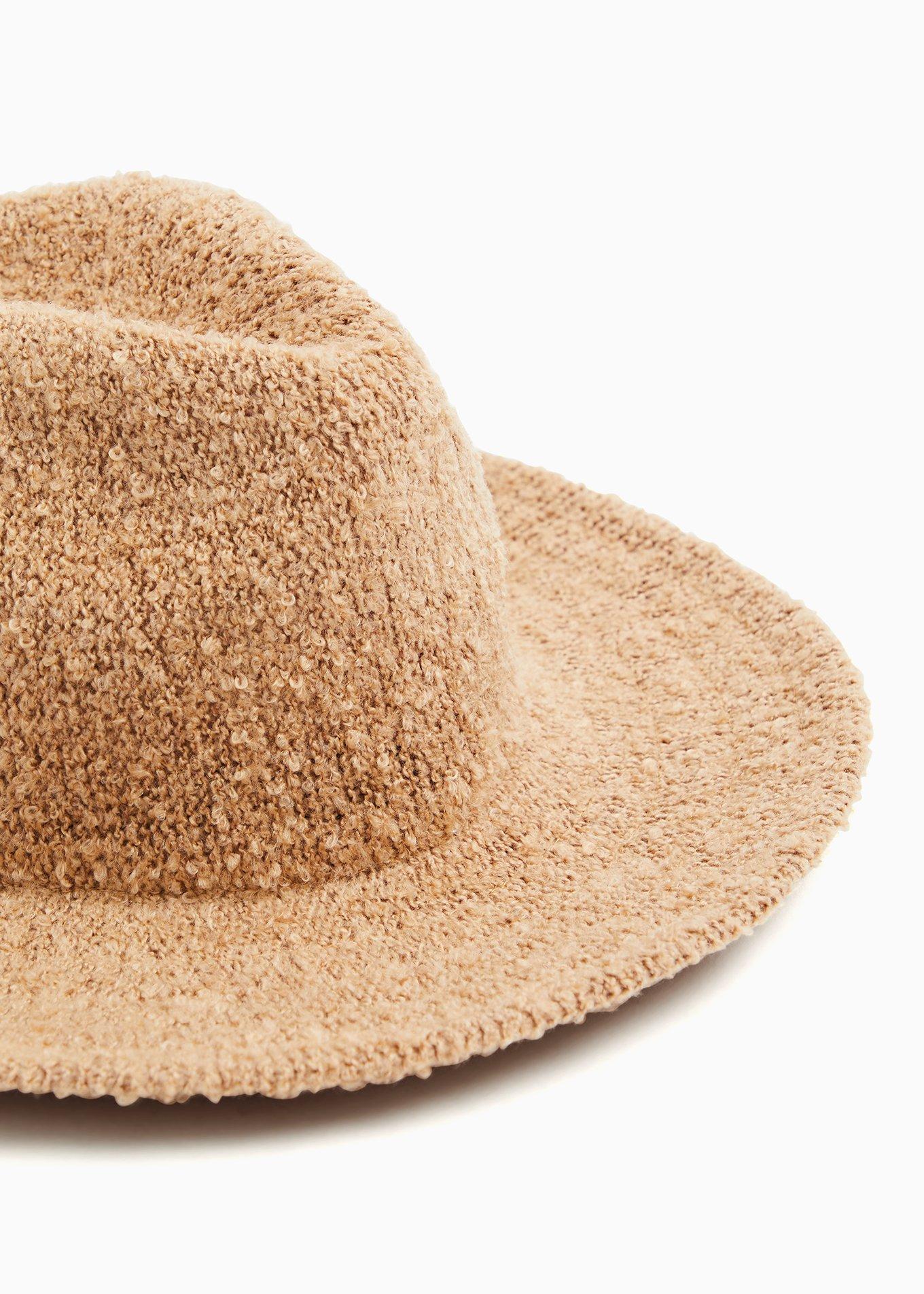 Dark Taupe Boucle Panama Hat, TAN BEIGE, alternate