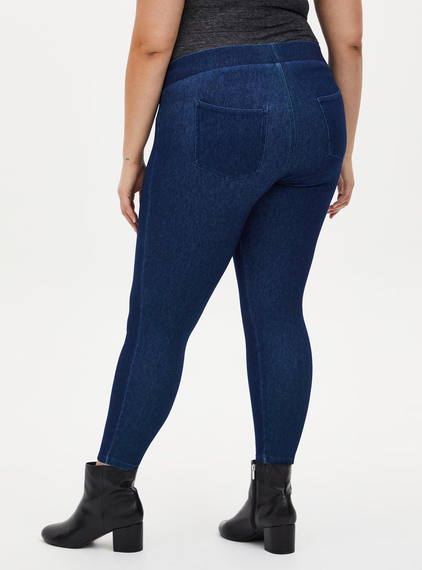 Buy Women's Plus Size Full Length Plain Jeggings with Pockets and  Elasticised Waistband Online