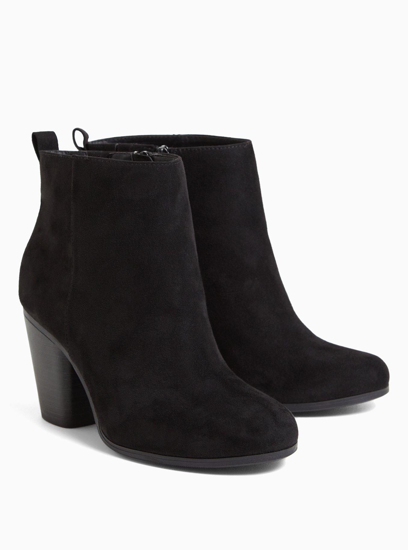 Plus Size Round Toe Ankle Heel Bootie (WW), BLACK, alternate