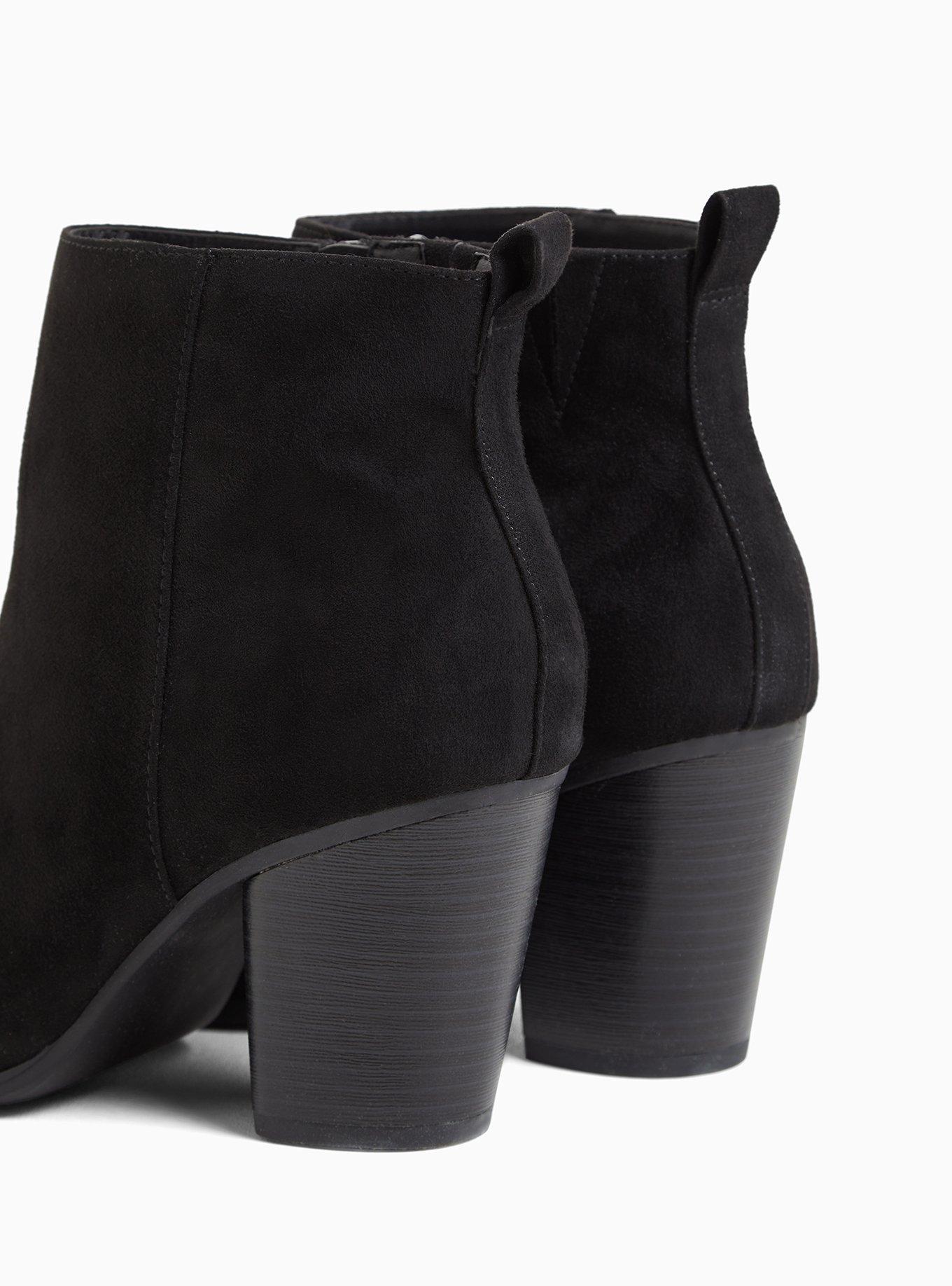 Plus Size Round Toe Ankle Heel Bootie (WW), BLACK, alternate