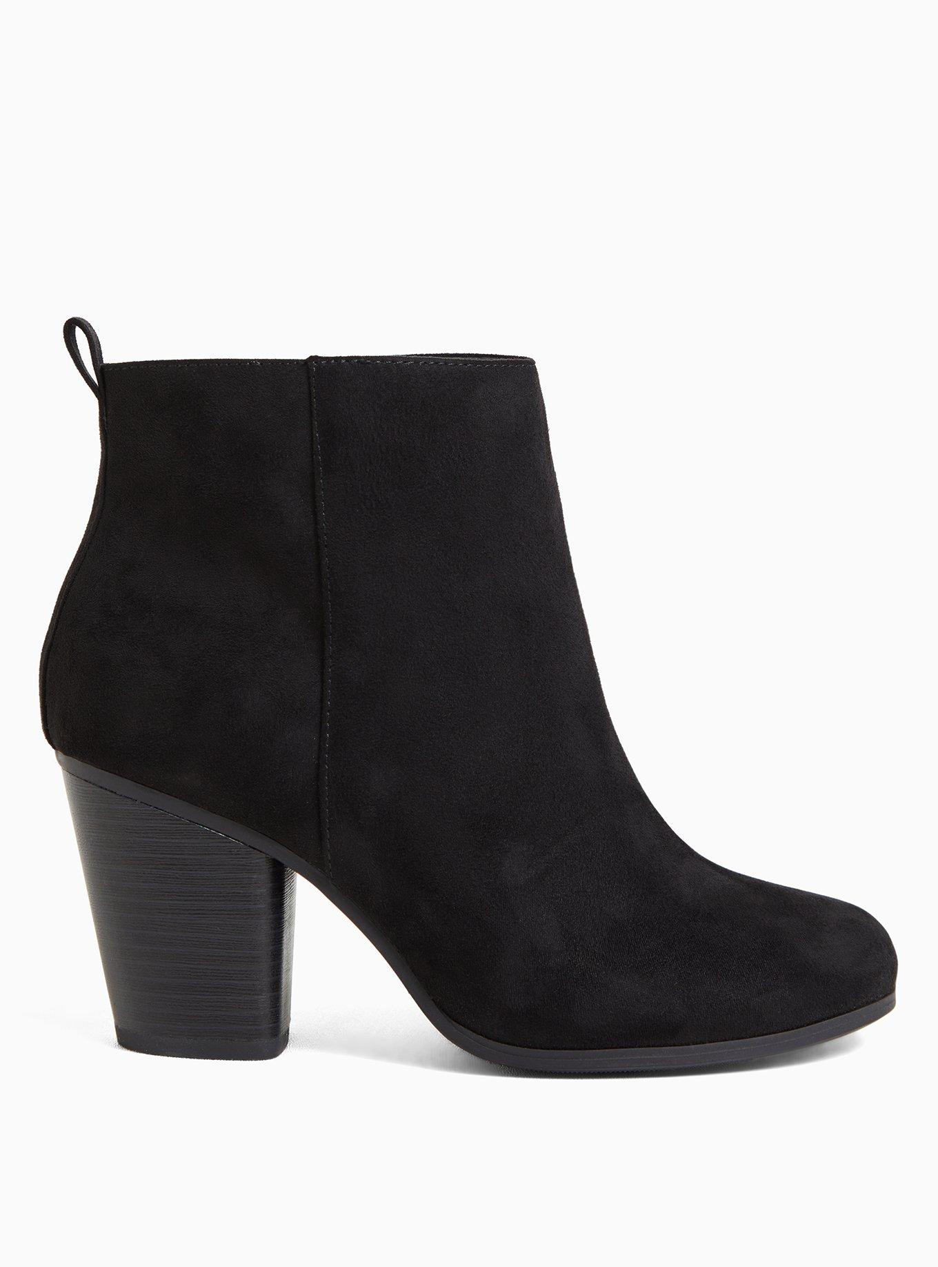 Plus Size Round Toe Ankle Heel Bootie (WW), BLACK, hi-res