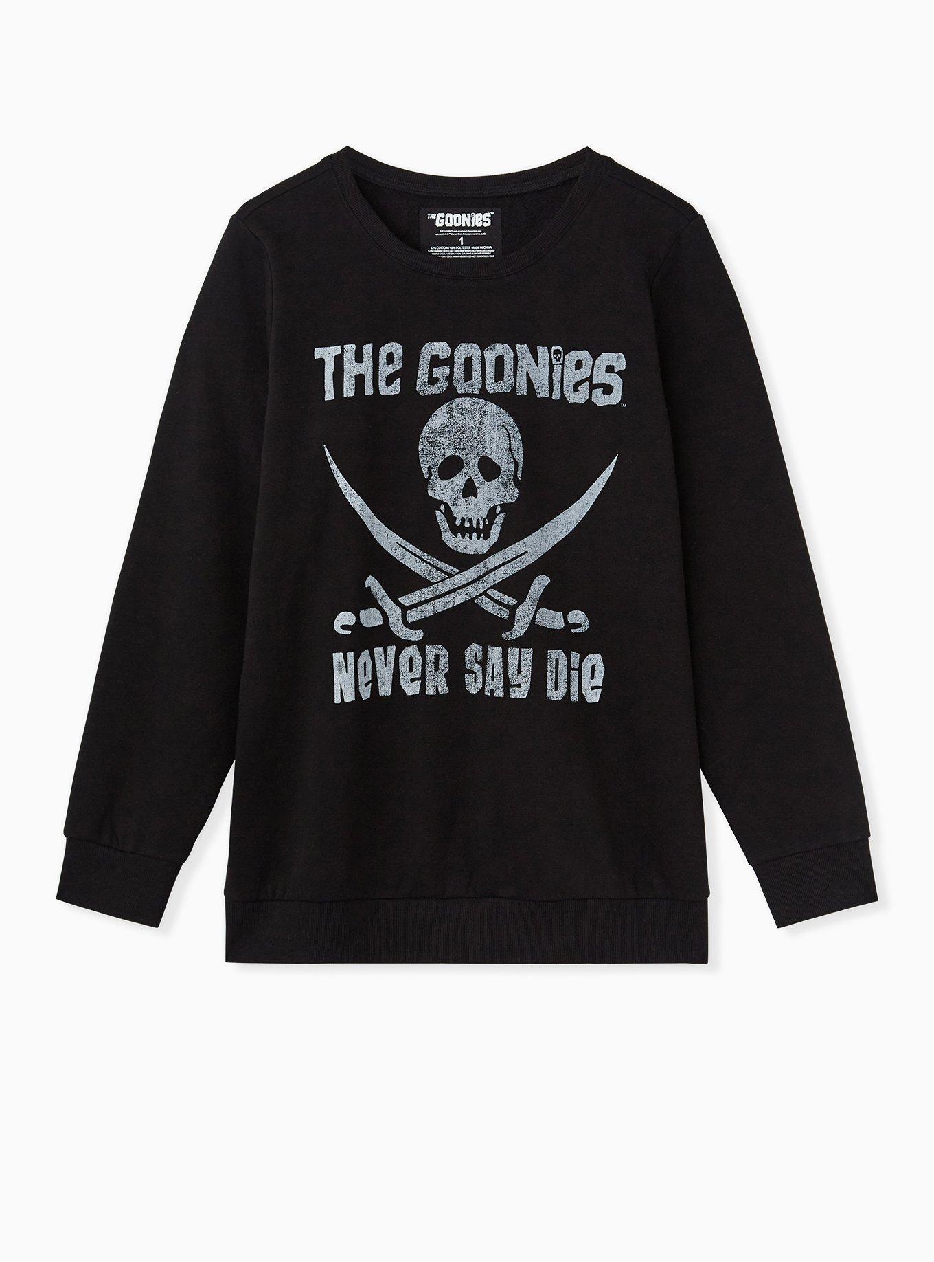 Plus Size The Goonies Never Say Die Black Sweatshirt, , hi-res