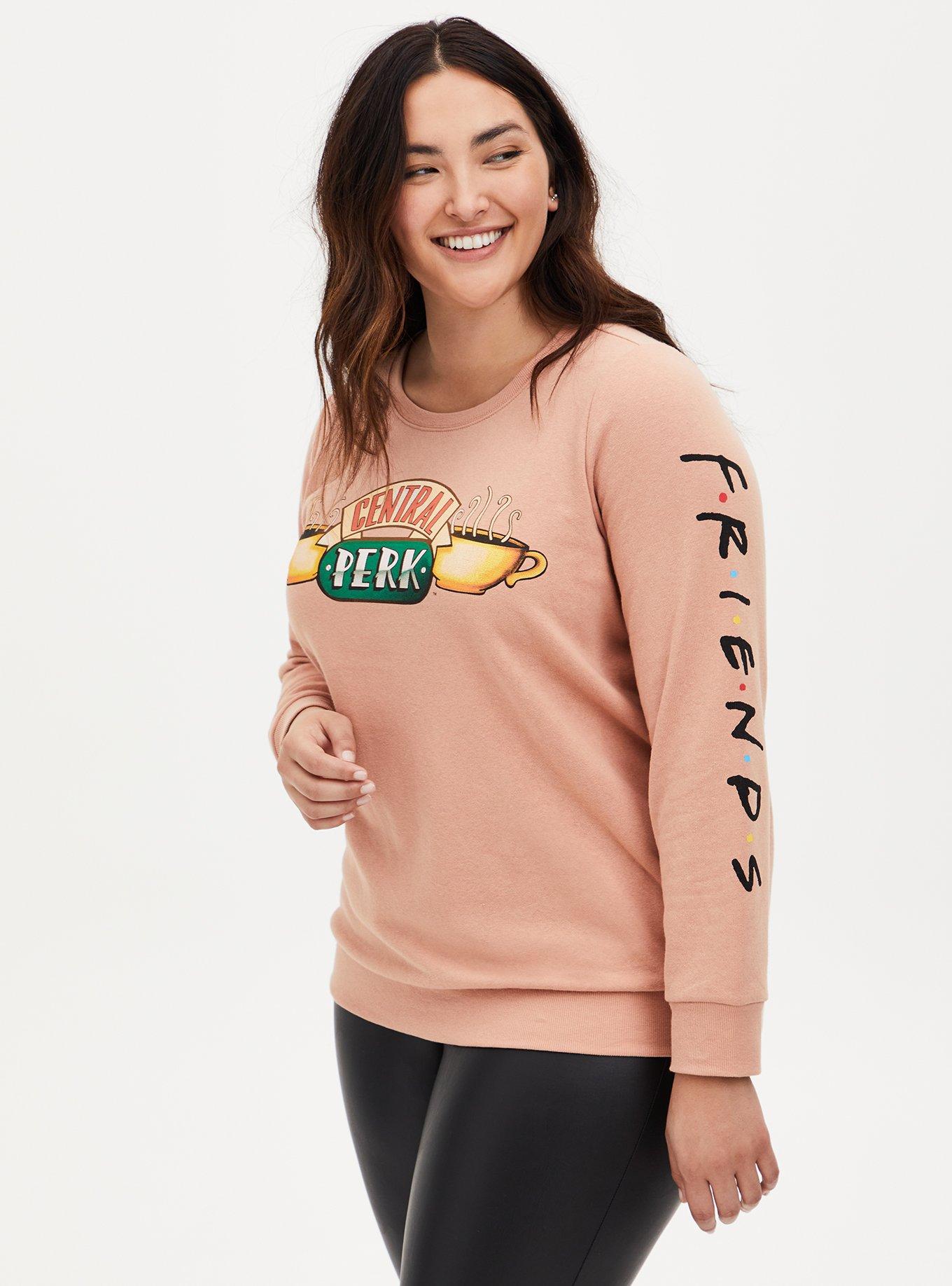 Plus Size Friends Central Perk Peach Crew Sweatshirt, PINK, hi-res
