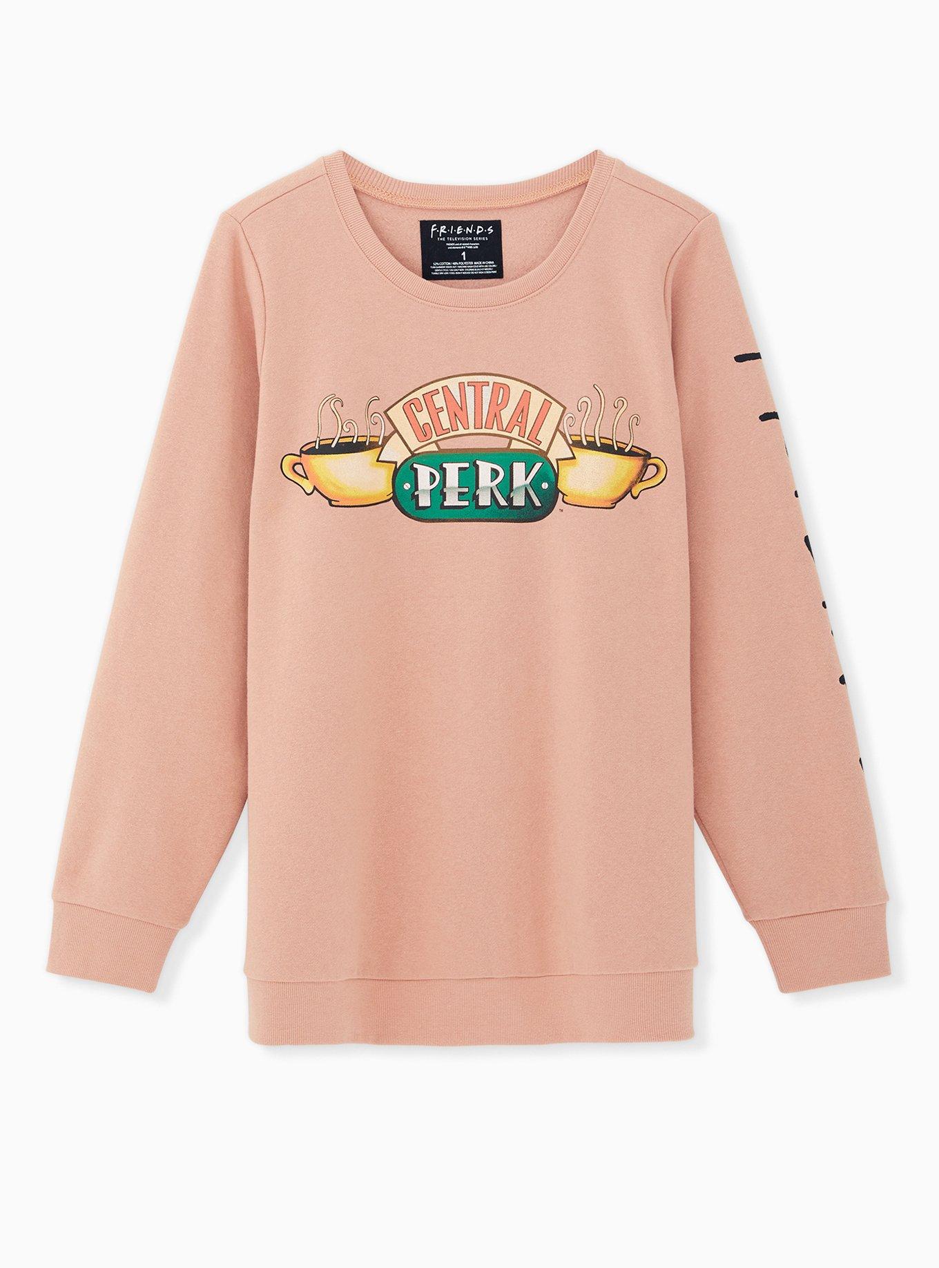 Plus Size Friends Central Perk Peach Crew Sweatshirt, PINK, hi-res