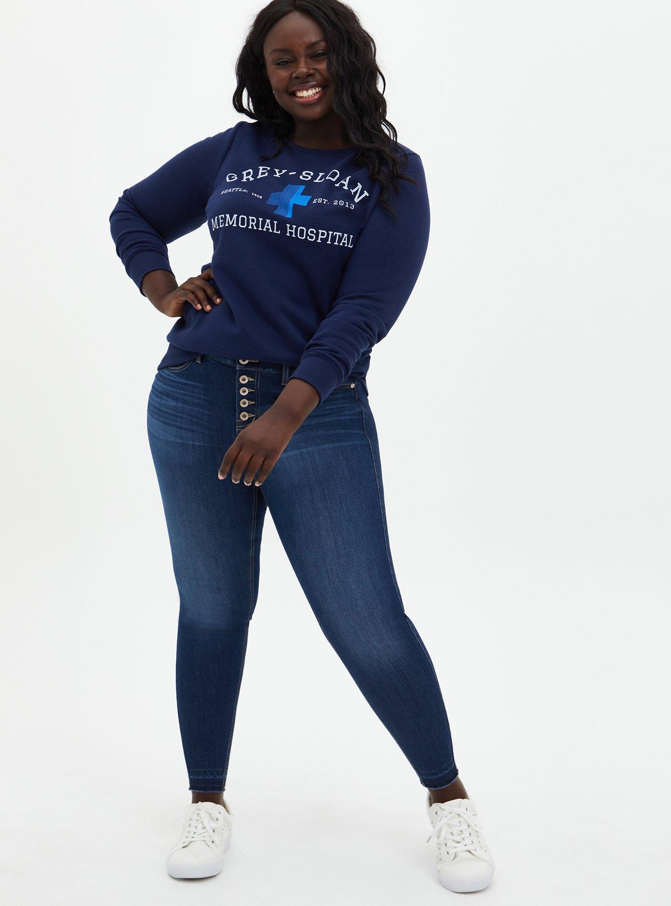 Woman Within Women's Plus Size Layered-Look Sweatshirt - 14/16, Navy  Trellis Placement Blue at  Women's Clothing store