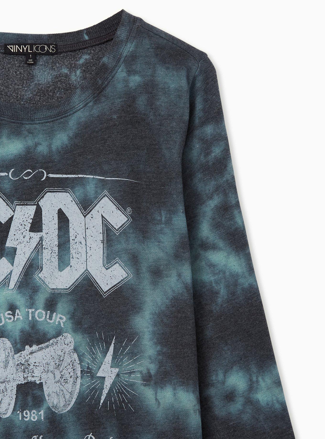 ACDC Women's Sweatshirt - Vintage Tie Dye Boyfriend Hoodie