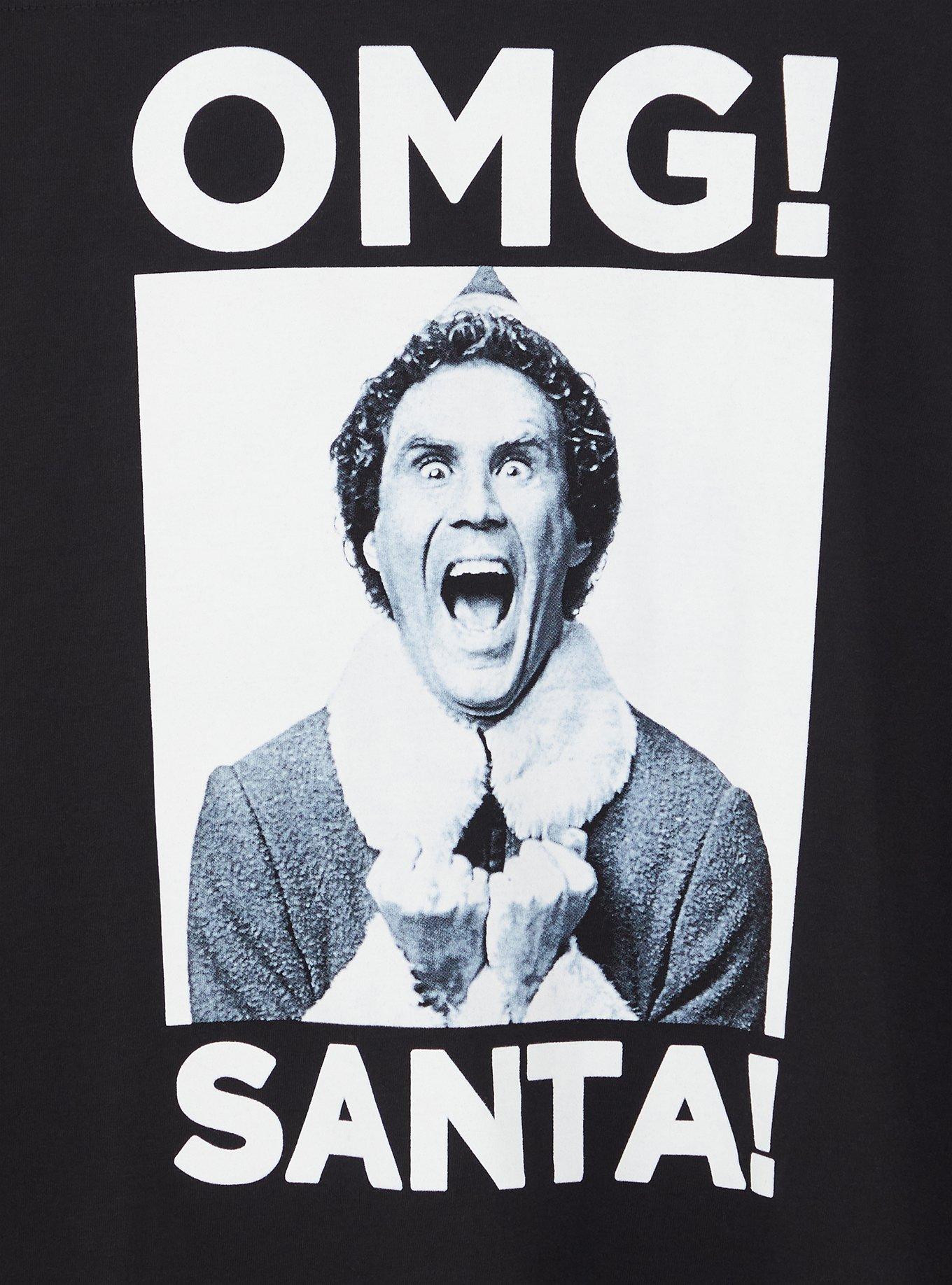 Plus Size Elf OMG Santa Black Football Tee, DEEP BLACK, alternate