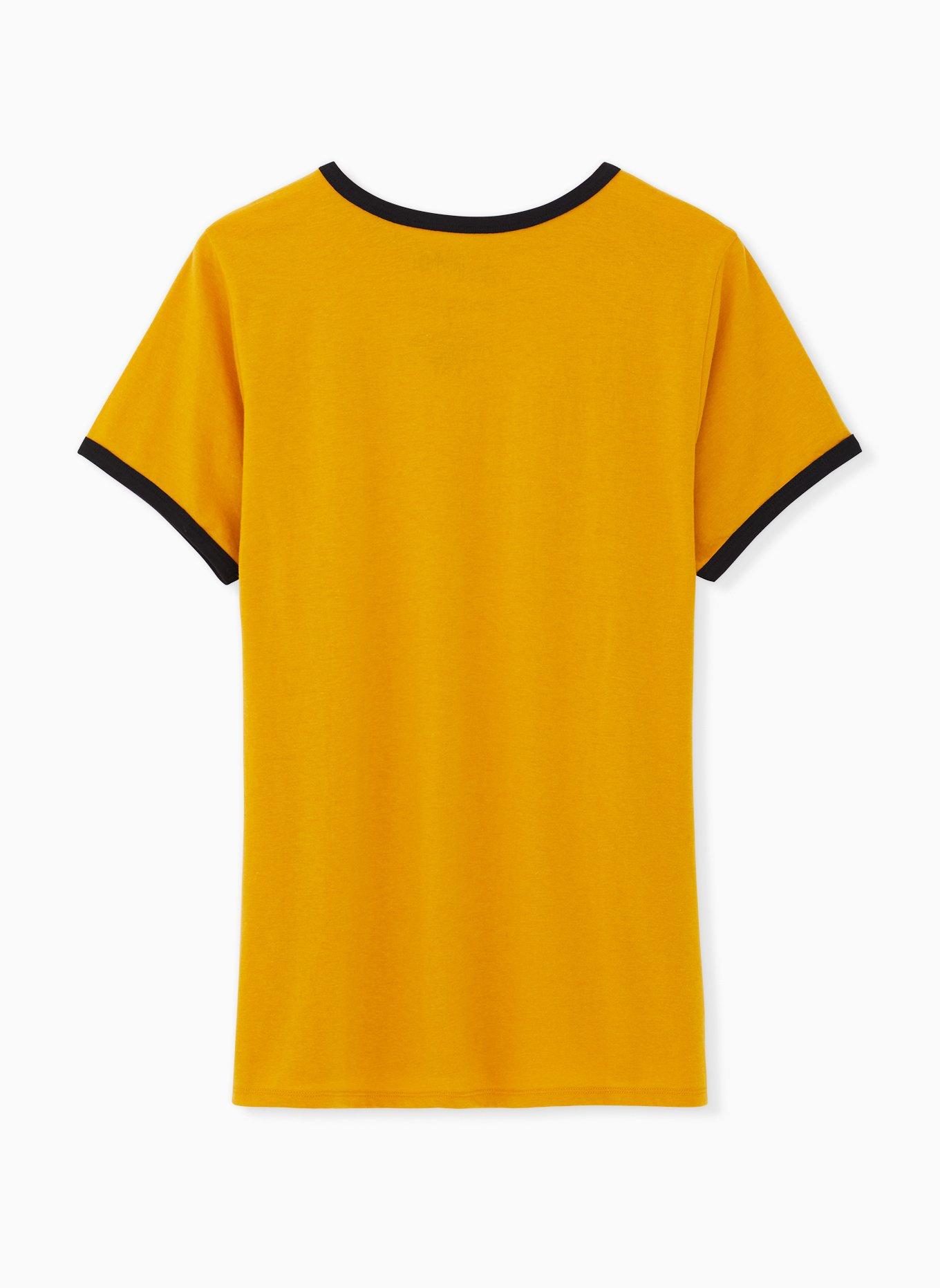 Harry Potter Hufflepuff Yellow Classic Fit Ringer Tee, YELLOW, alternate