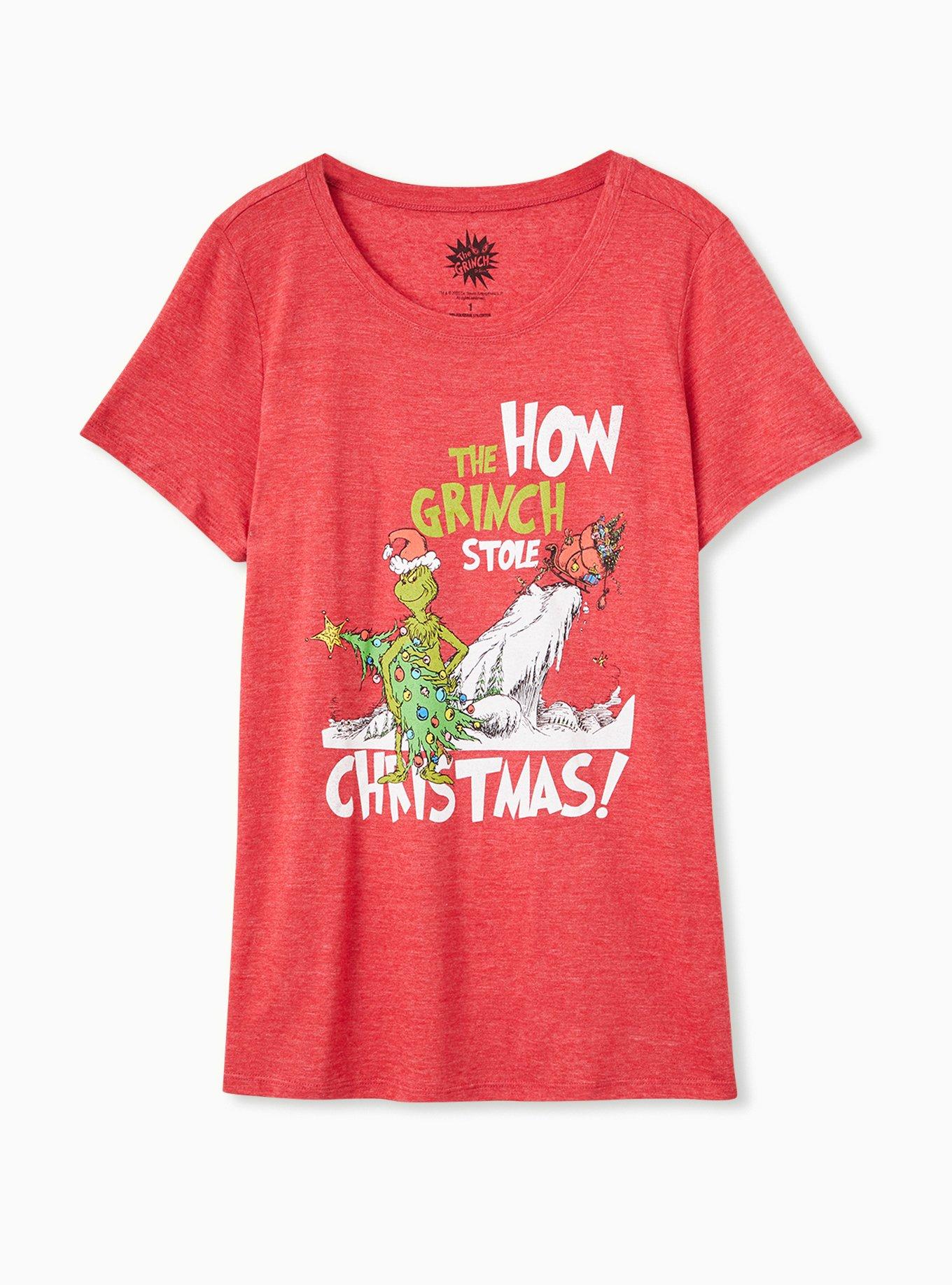 Plus Size - How The Grinch Stole Christmas Slim Fit Crew Tee - Red