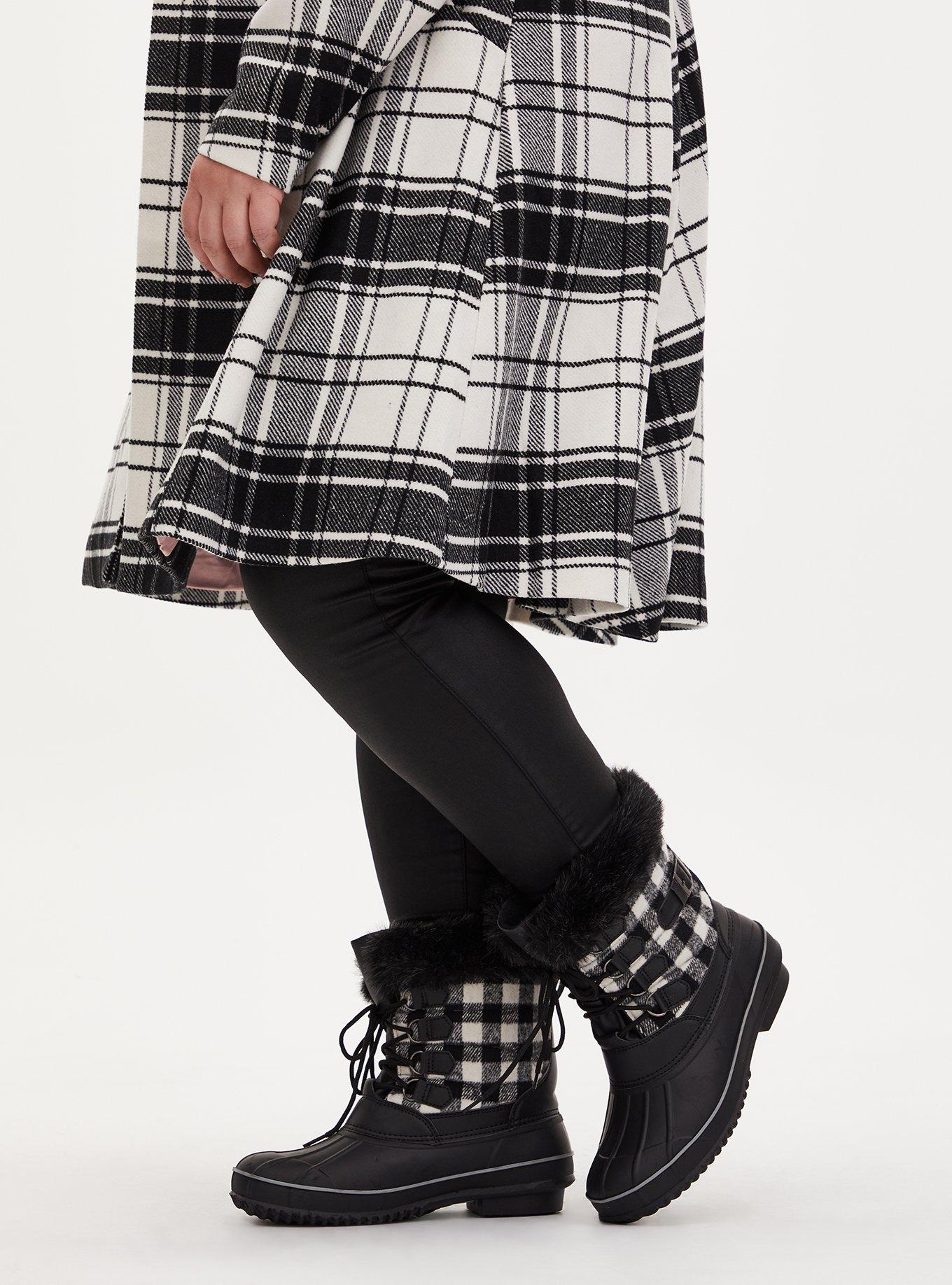 Black and white plaid duck boots clearance