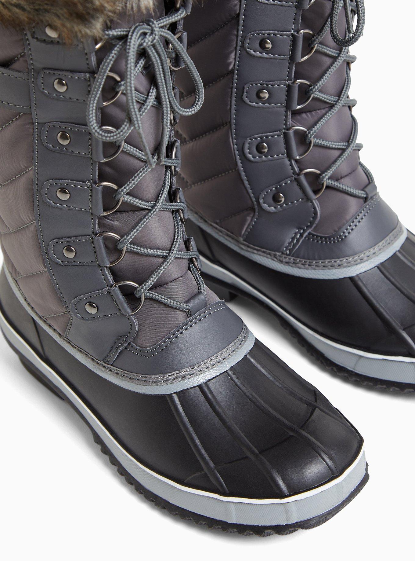 Quilted Fur Trimmed Water Resistant Boot (WW), GREY, alternate