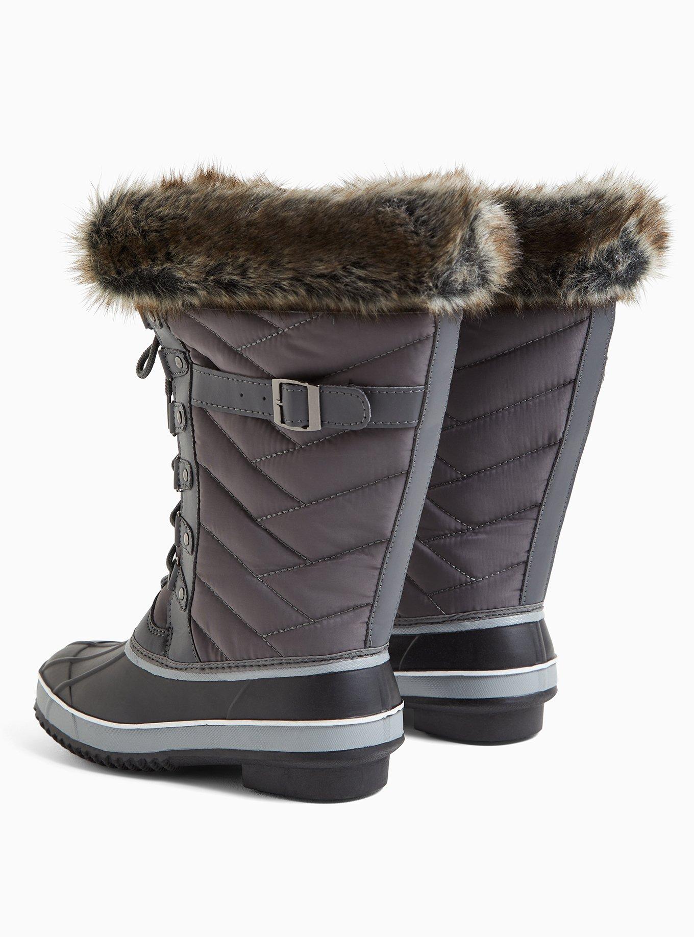 Quilted Fur Trimmed Water Resistant Boot (WW), GREY, alternate