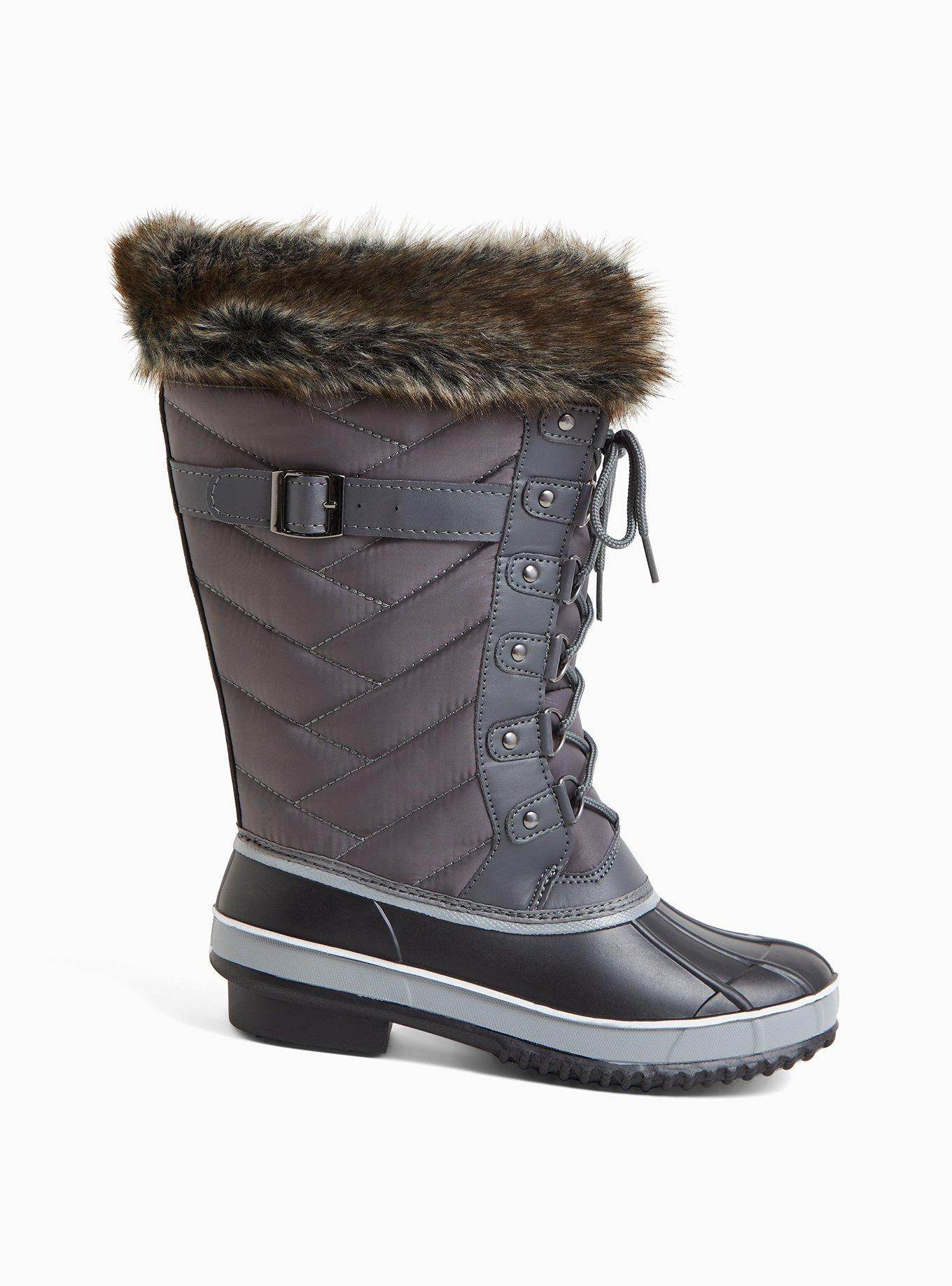 Quilted Fur Trimmed Water Resistant Boot (WW), GREY, alternate