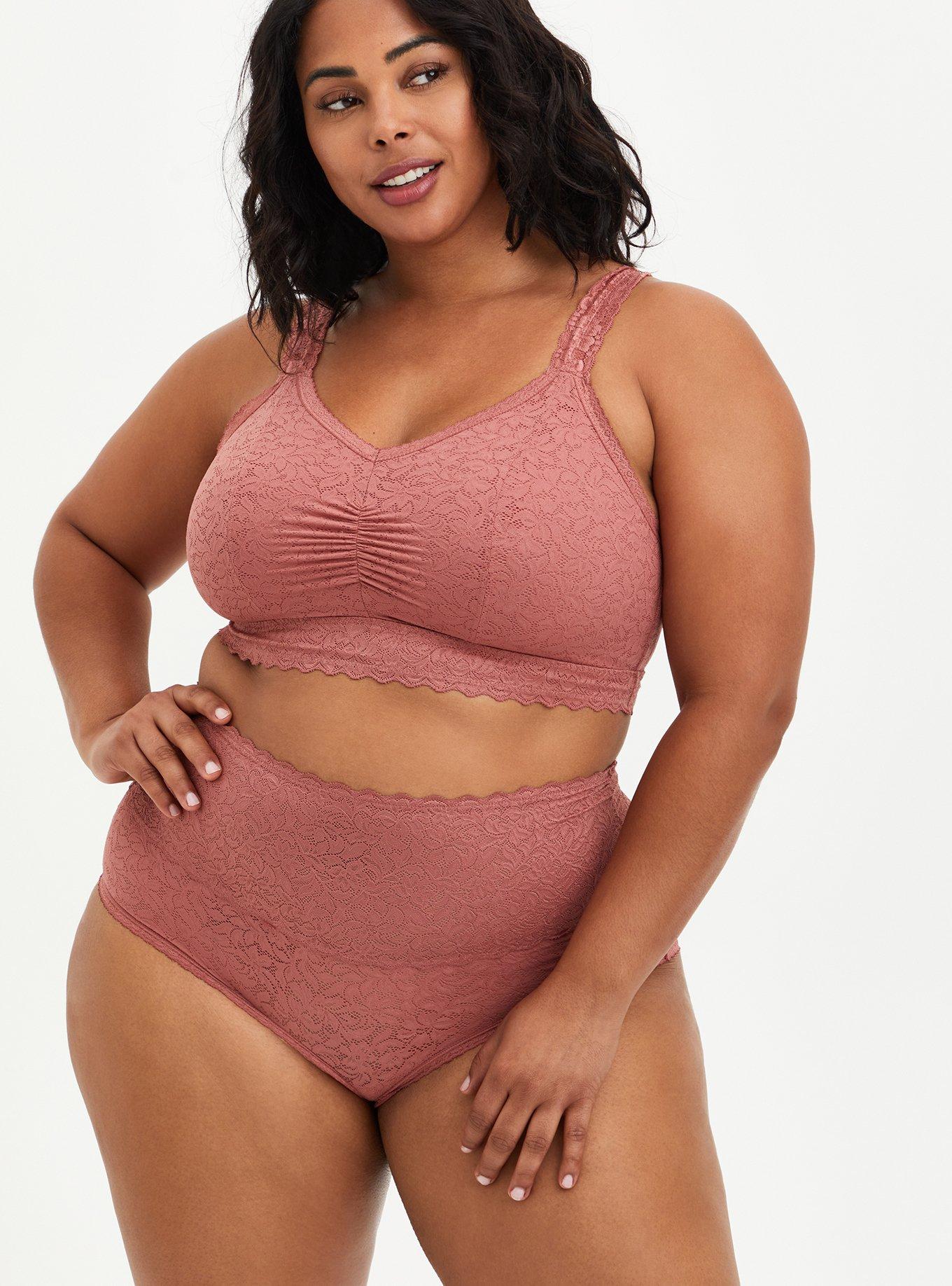 Torrid Size 2 Bralite Unlined 4-Way Stretch Lace Bralette - Rose