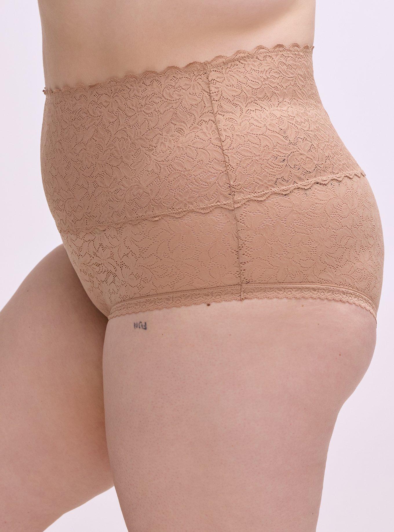 4-Way Stretch High-Rise Lace Panty, LATTE TAN, alternate