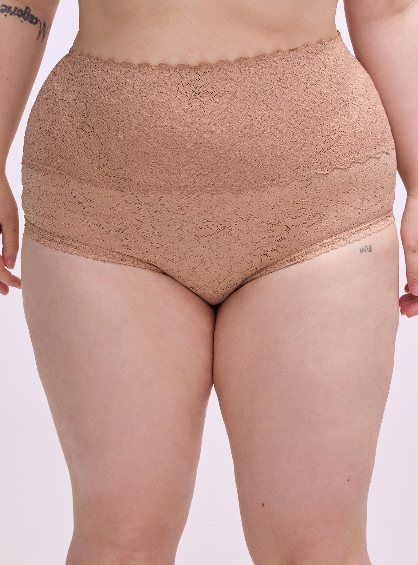 4-Way Stretch High-Rise Lace Panty, LATTE TAN, hi-res