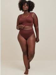 Lightly Lined Seamless Rib Scoop Bralette, COCOA BROWN, alternate