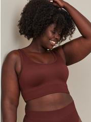 Lightly Lined Seamless Rib Scoop Bralette, COCOA BROWN, hi-res