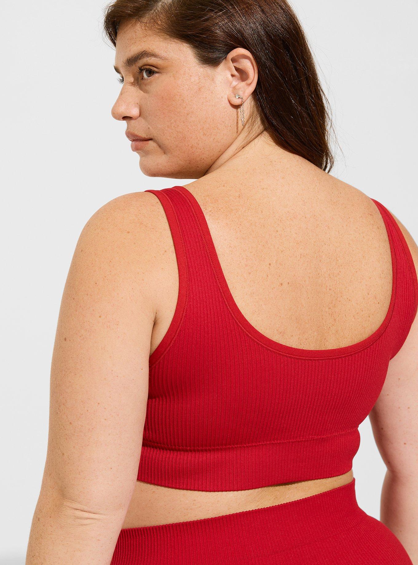 Red Seamless Ribbed Bralette (Extended Sizes)