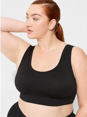 Plus Size Lightly Lined Seamless Rib Scoop Bralette, RICH BLACK, hi-res