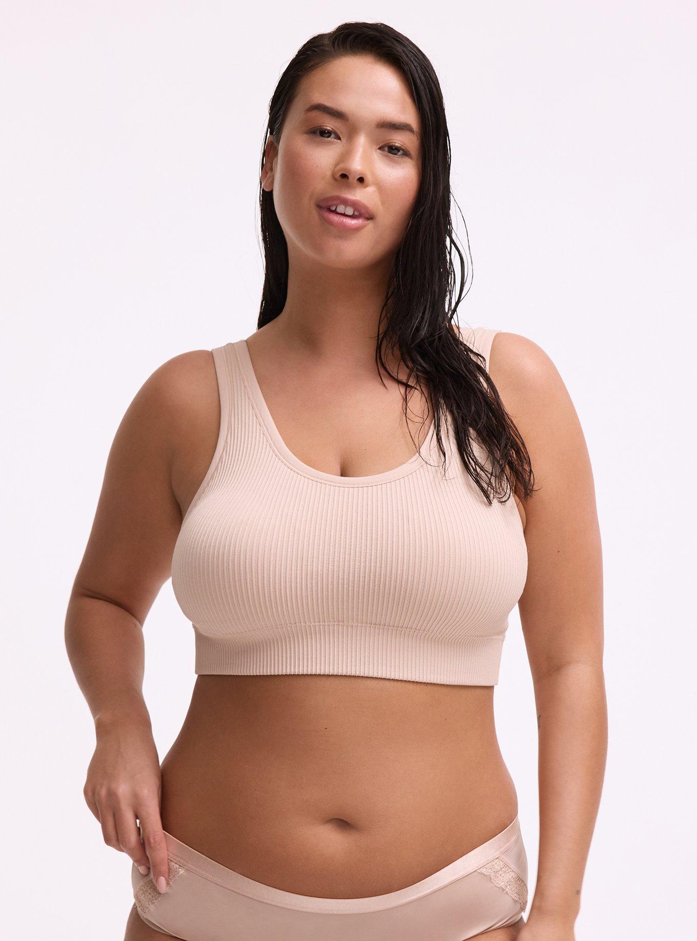 Lightly Lined Seamless Rib Bralette, ROSE DUST, hi-res