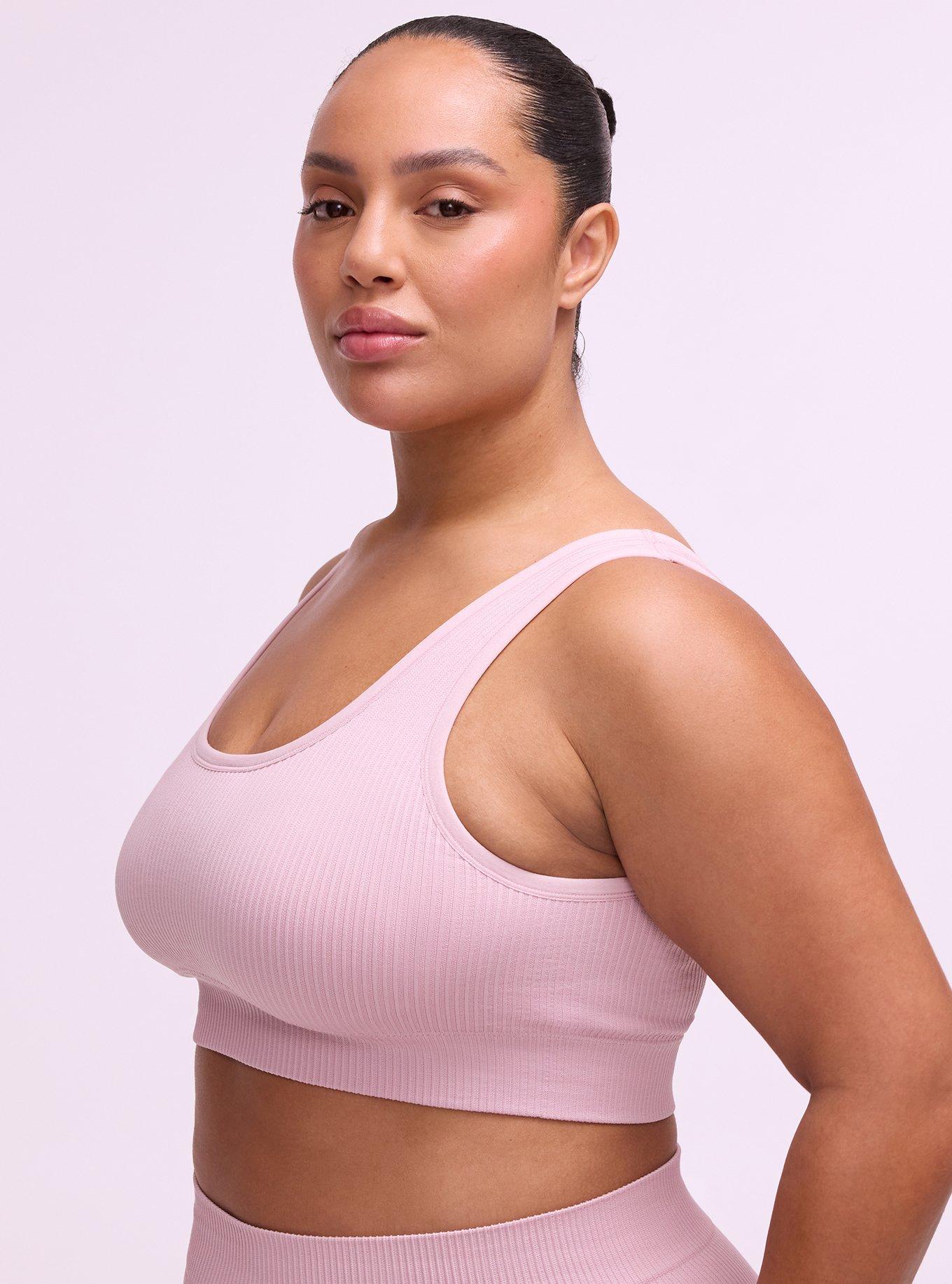 Plus Size Lightly Lined Seamless Rib Scoop Bralette, VIOLET ICE, alternate