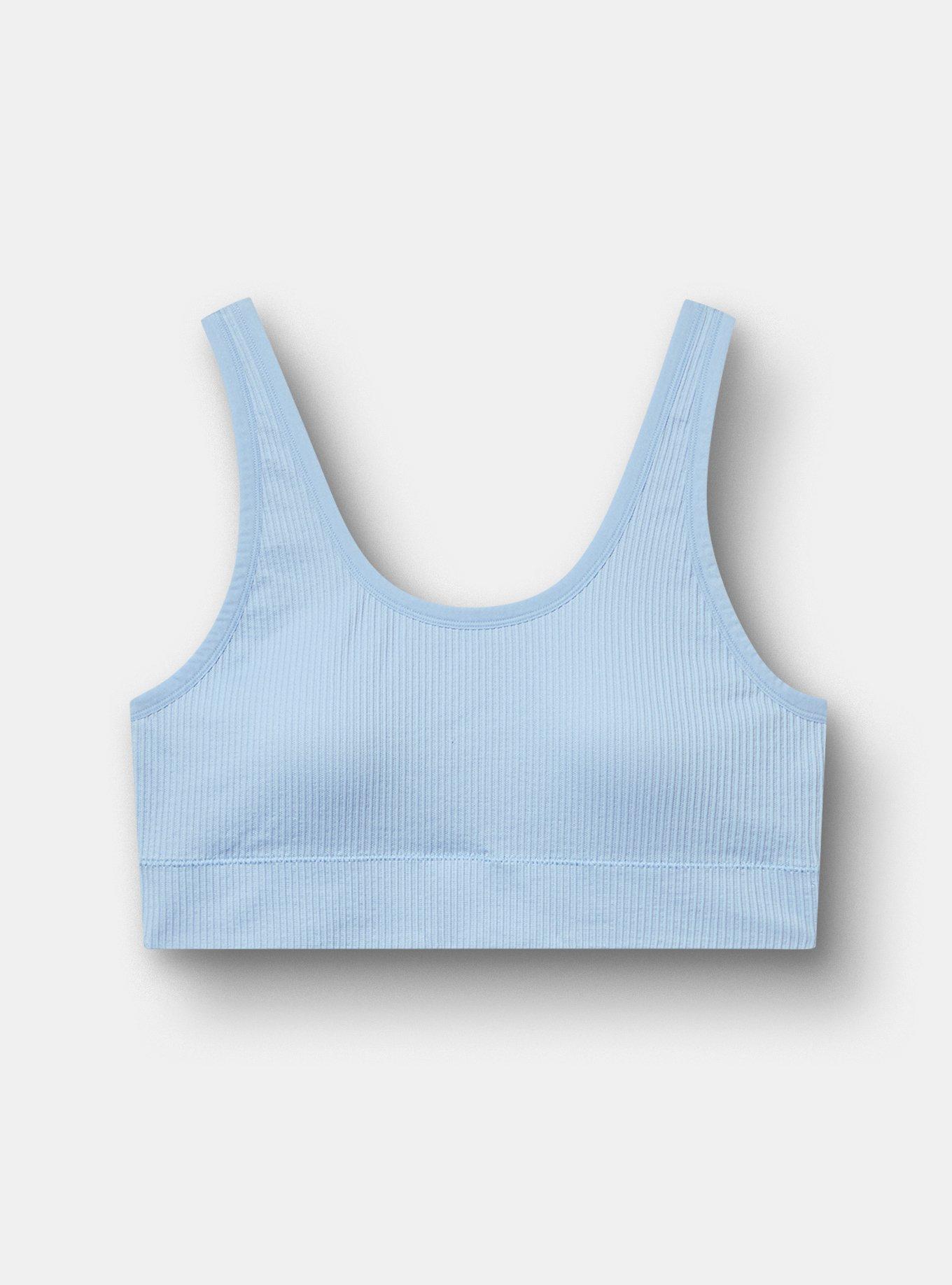 Plus Size Lightly Lined Seamless Rib Scoop Bralette, CHAMBRAY BLUE, hi-res