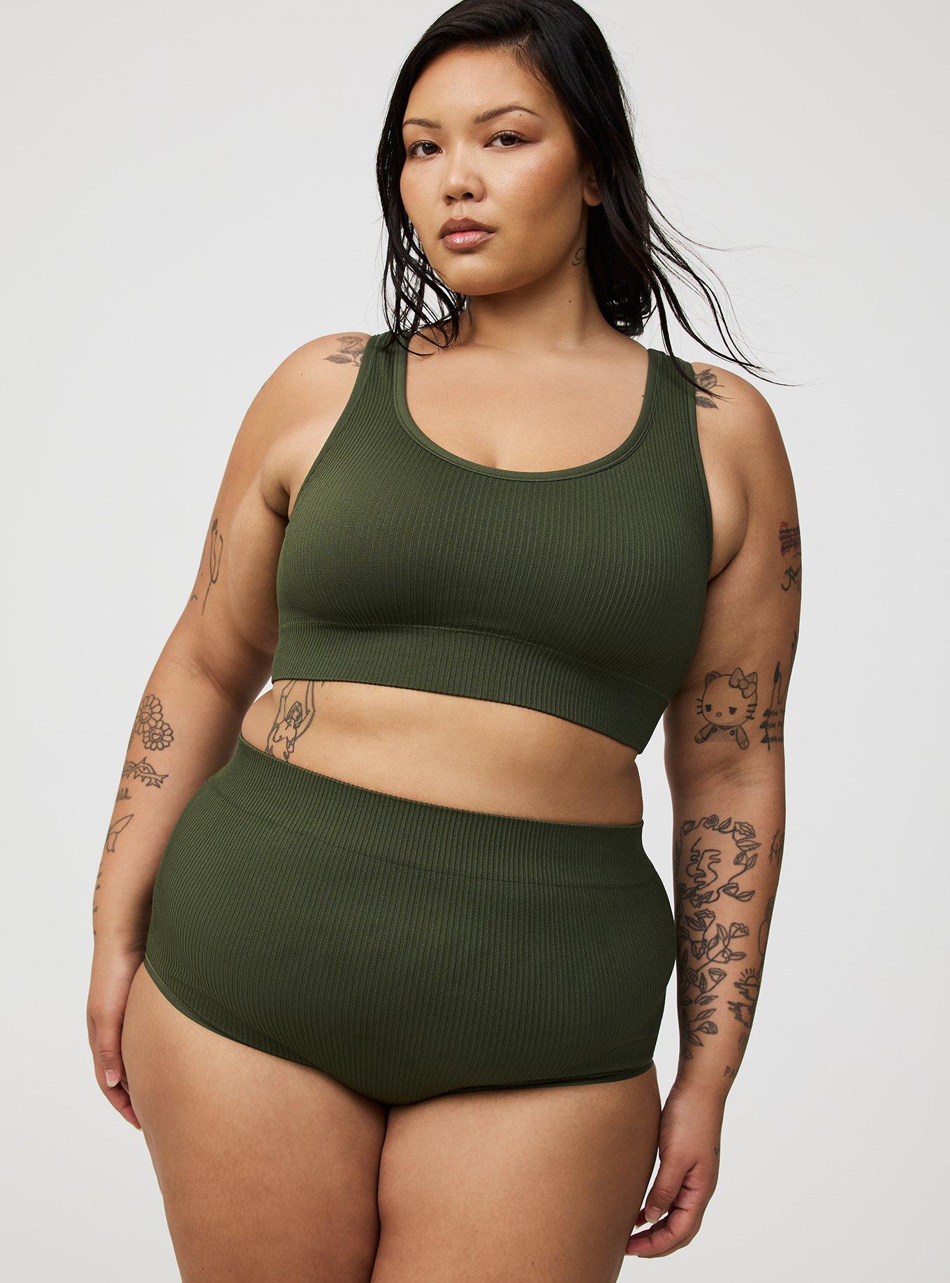 Plus Size - Lightly Lined Seamless Rib Scoop Bralette - Torrid