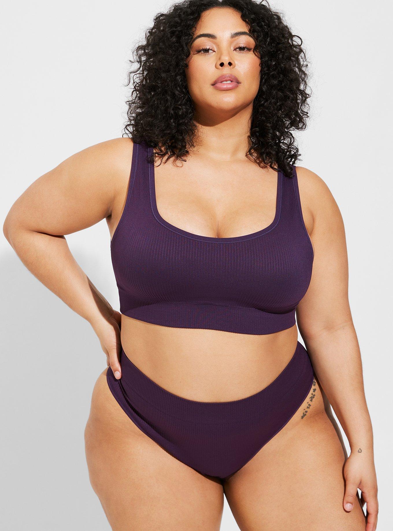 Plus Size - Lightly Lined Seamless Rib Scoop Bralette - Torrid