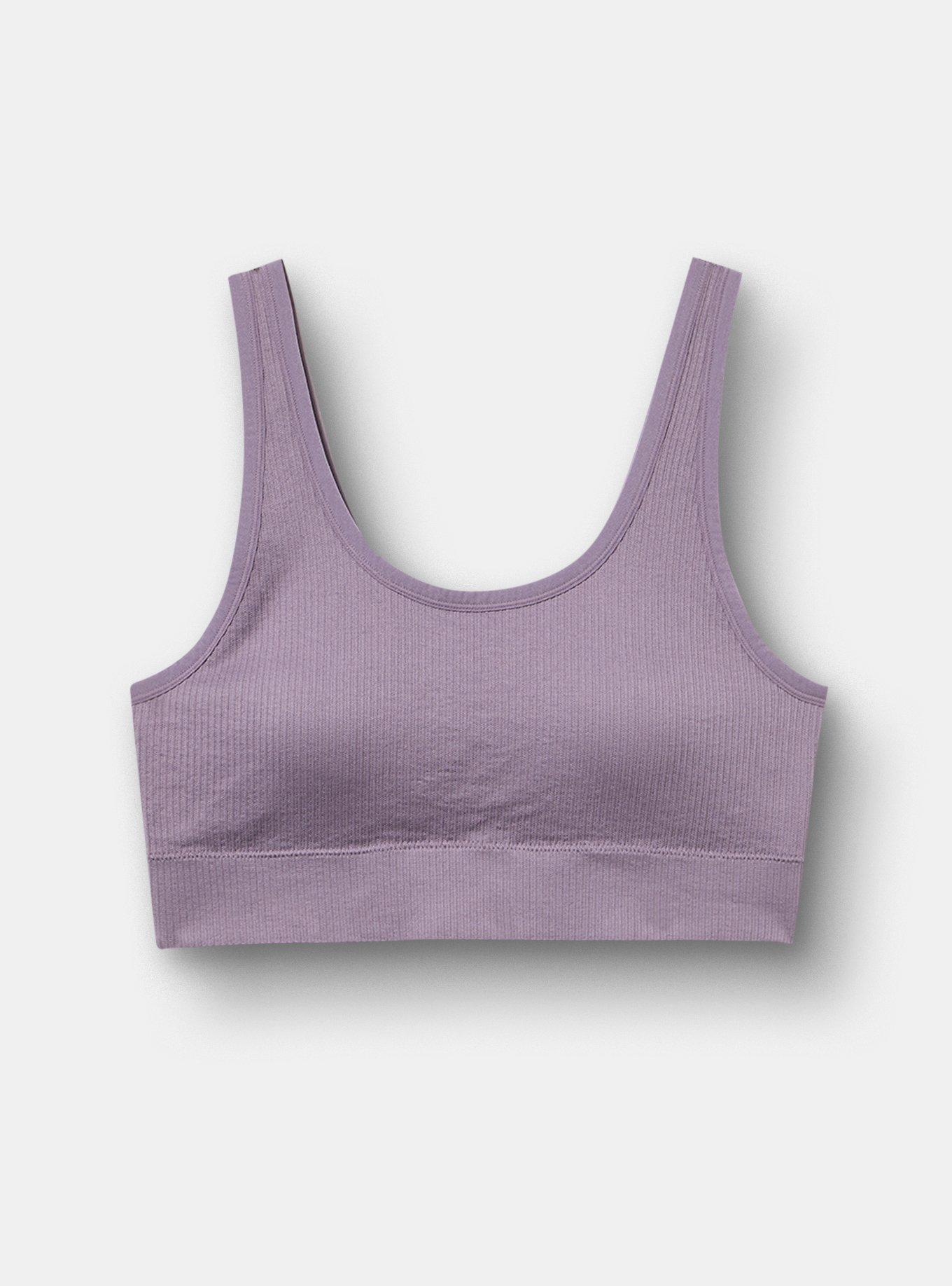 Plus Size Lightly Lined Seamless Rib Scoop Bralette, PURPLE SAGE, hi-res